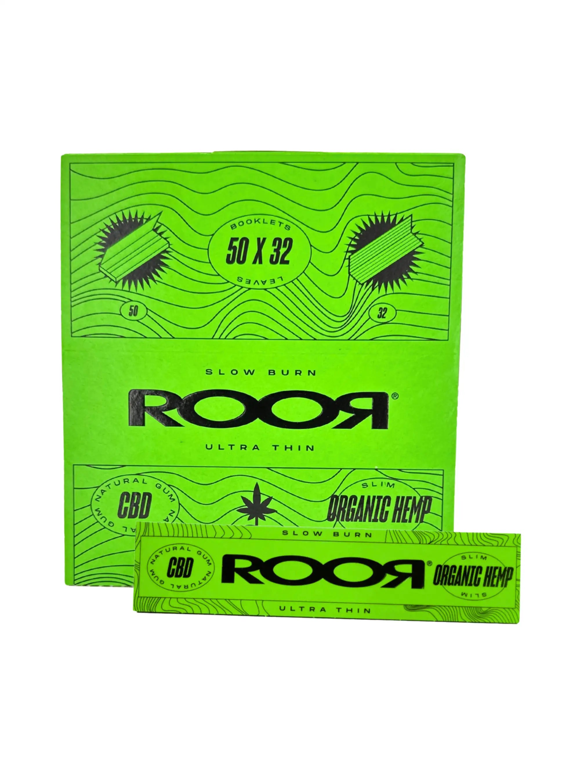 ROOR Organic Hemp Ultra Slim Papers Display 50 Hefte