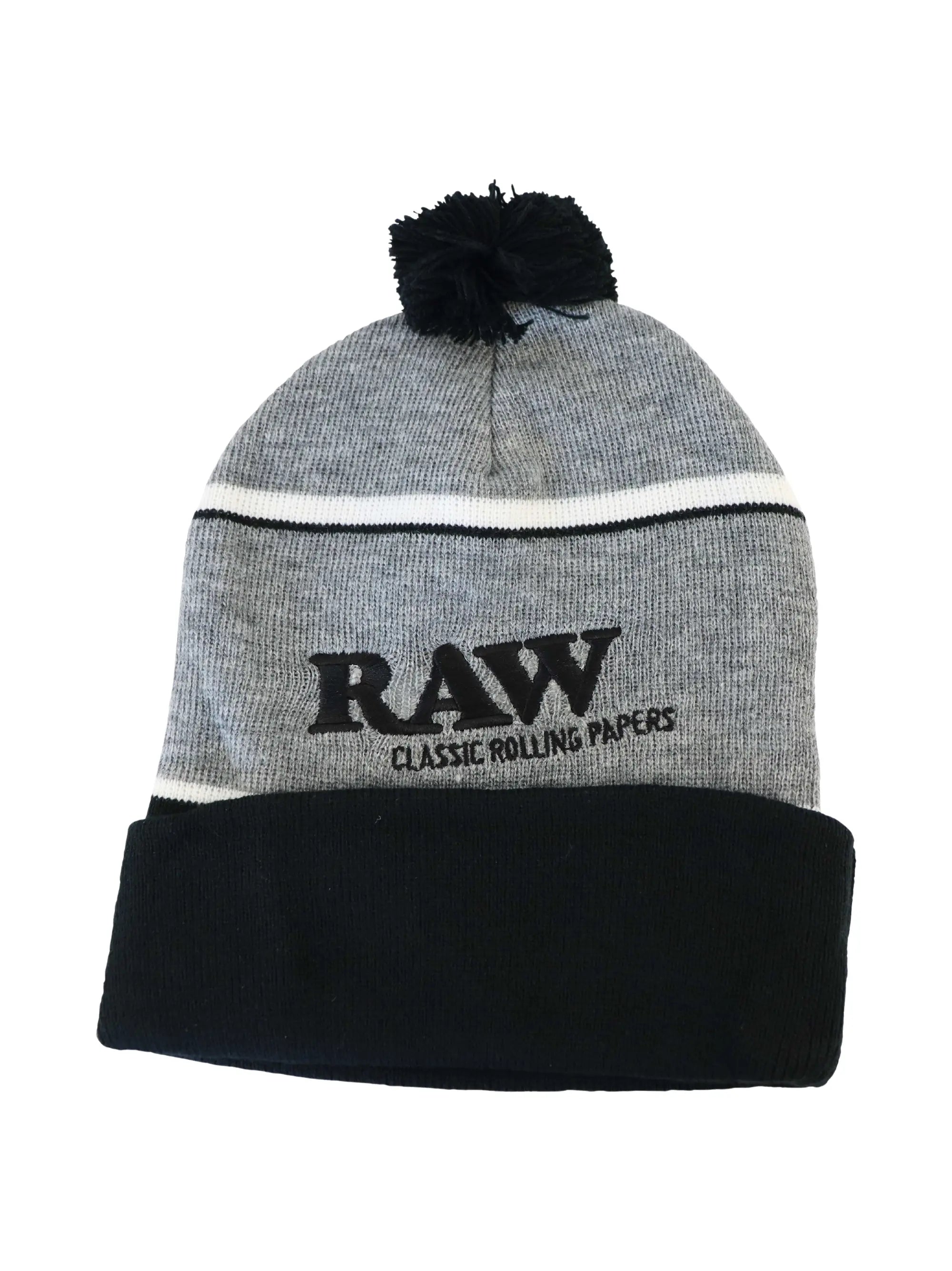 Rolling Papers × RAW Winter Mütze Schwarz & Grau