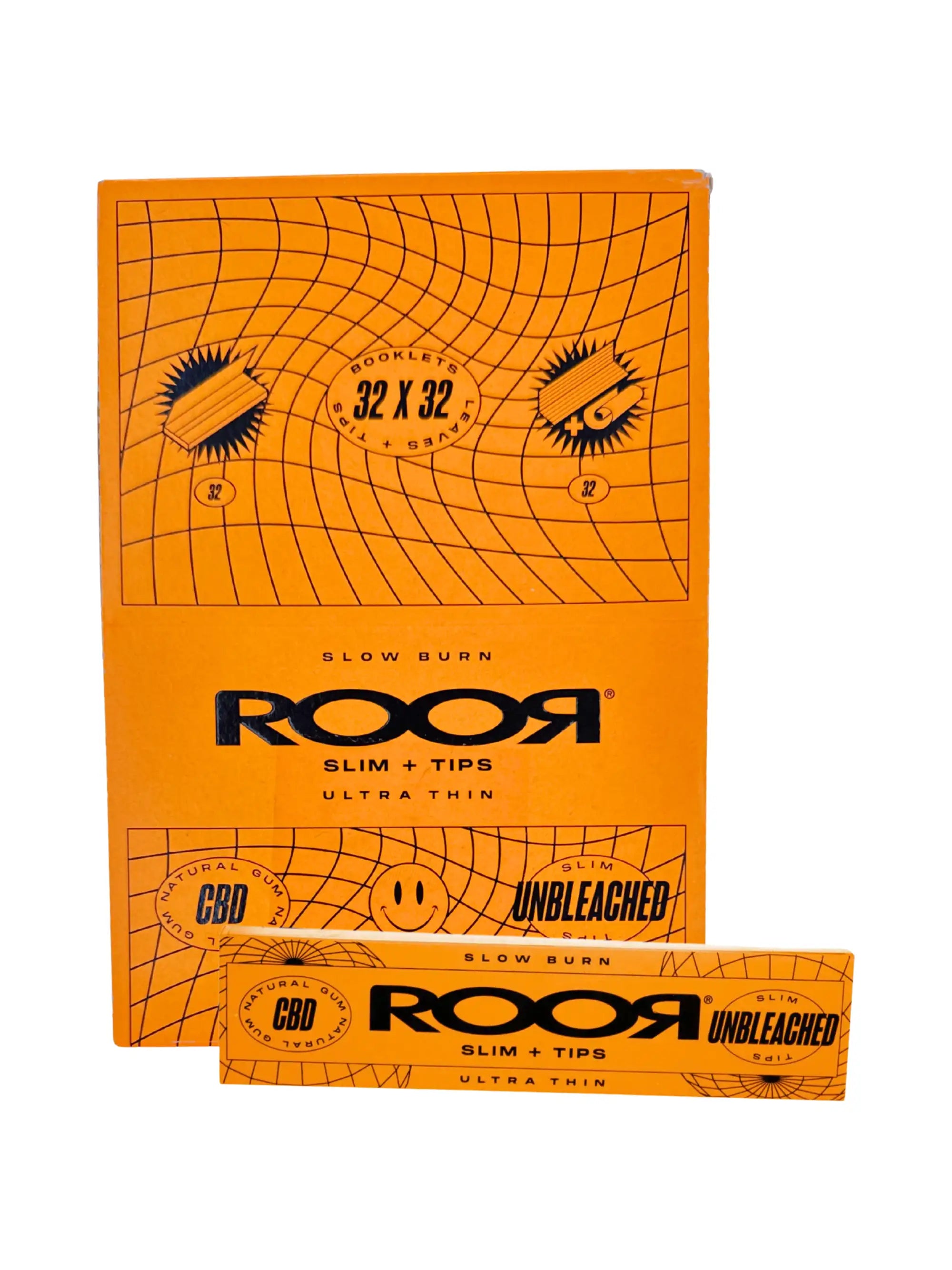 ROOR Unbleached Ultra Slim KSS Papers + Filtertips Display 32 Hefte