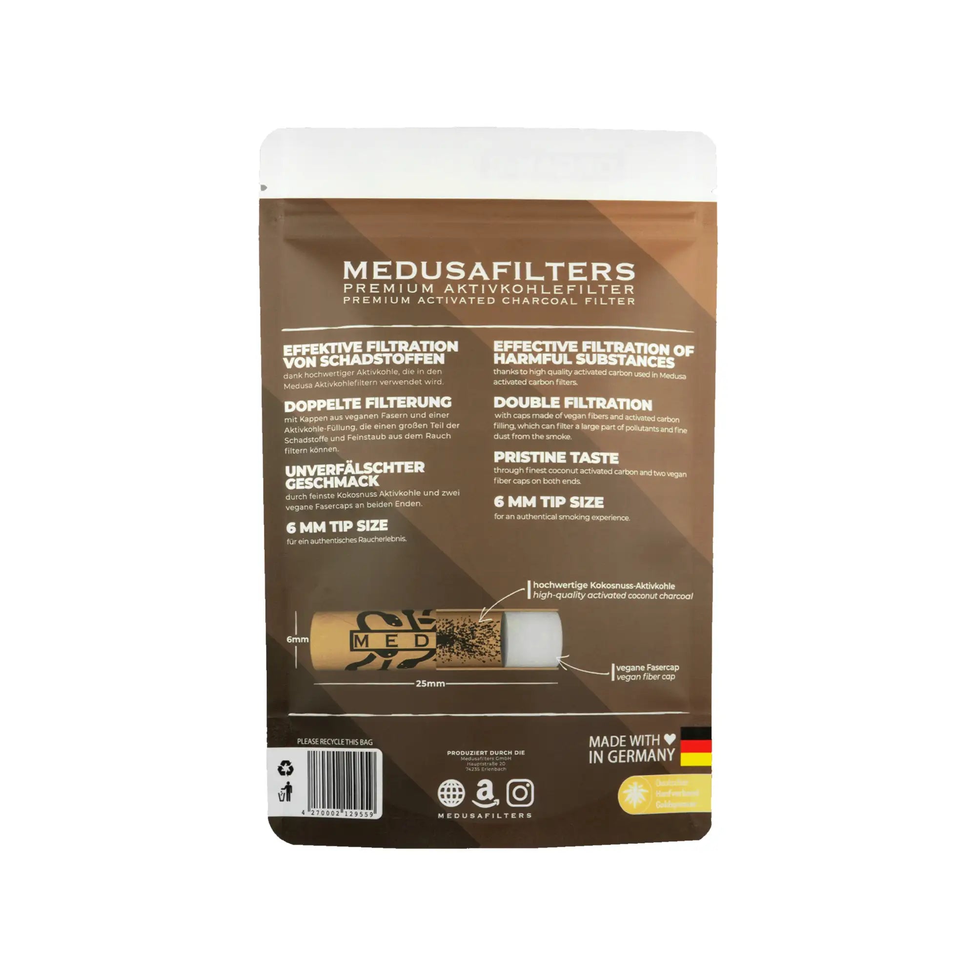 Medusafilters Aktivkohlefilter ø 6mm Organic Edition 250 Stück