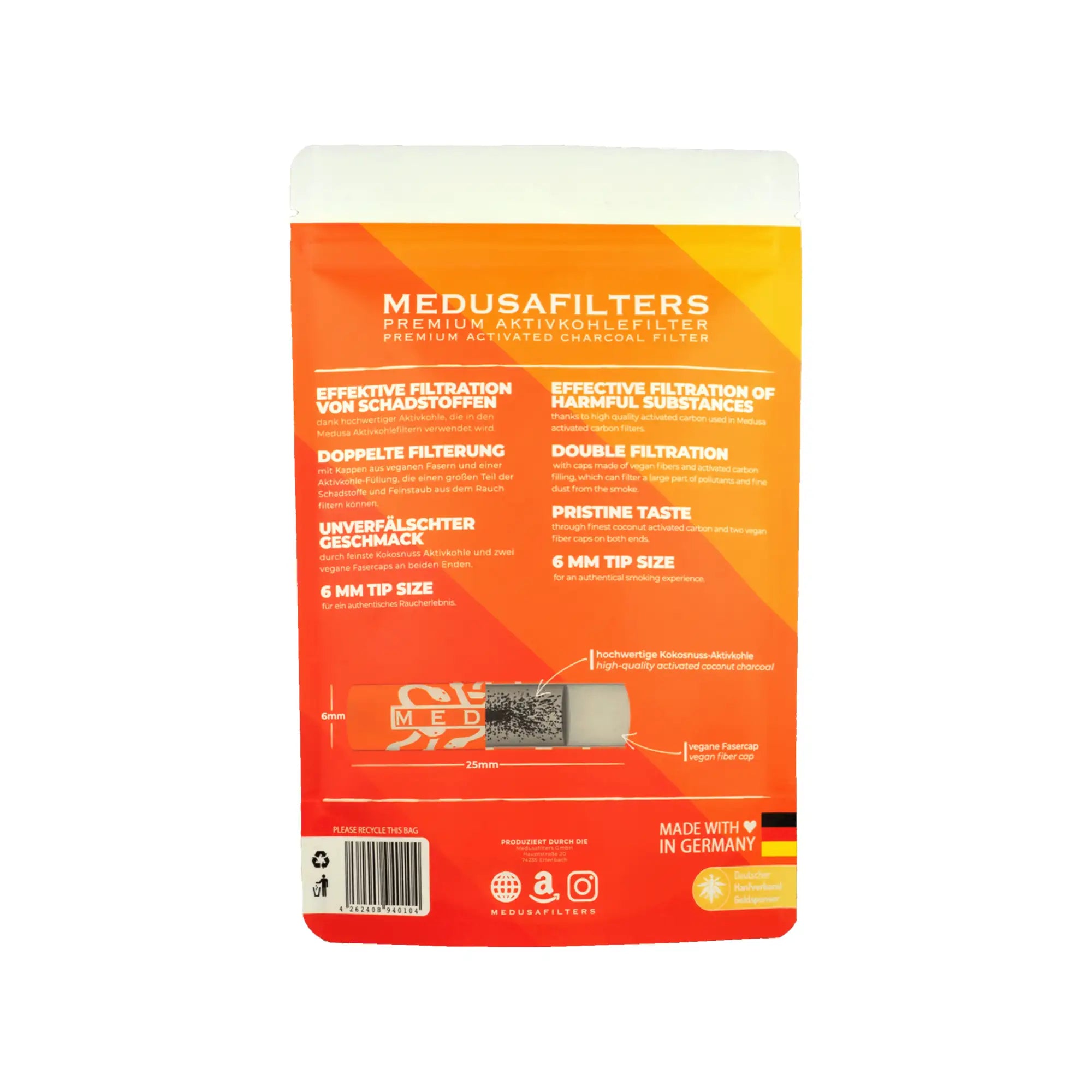 Medusafilters Aktivkohlefilter ø 6mm Sunset Edition 250 Stück