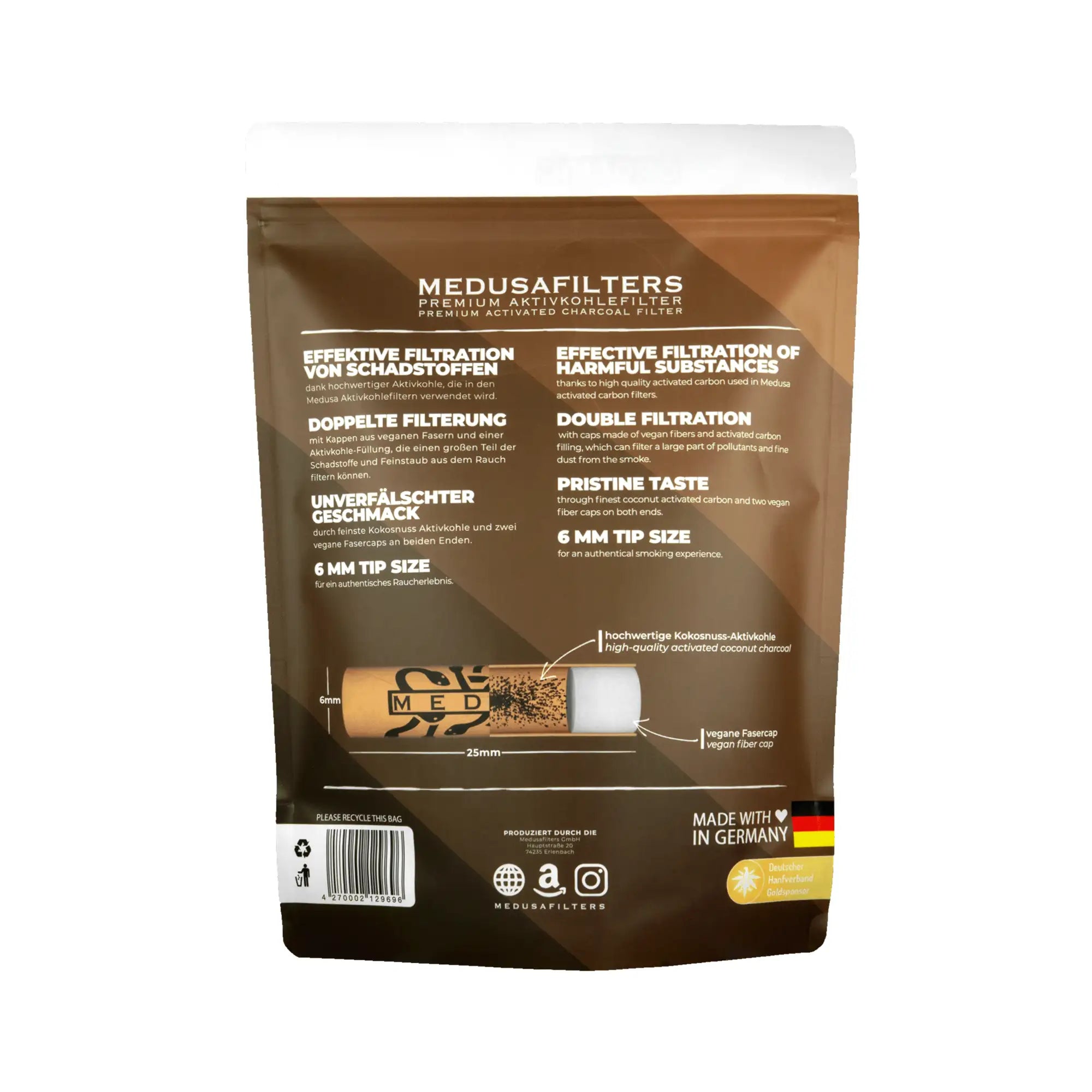 Medusafilters Aktivkohlefilter ø 6mm Organic Edition 1000 Stück