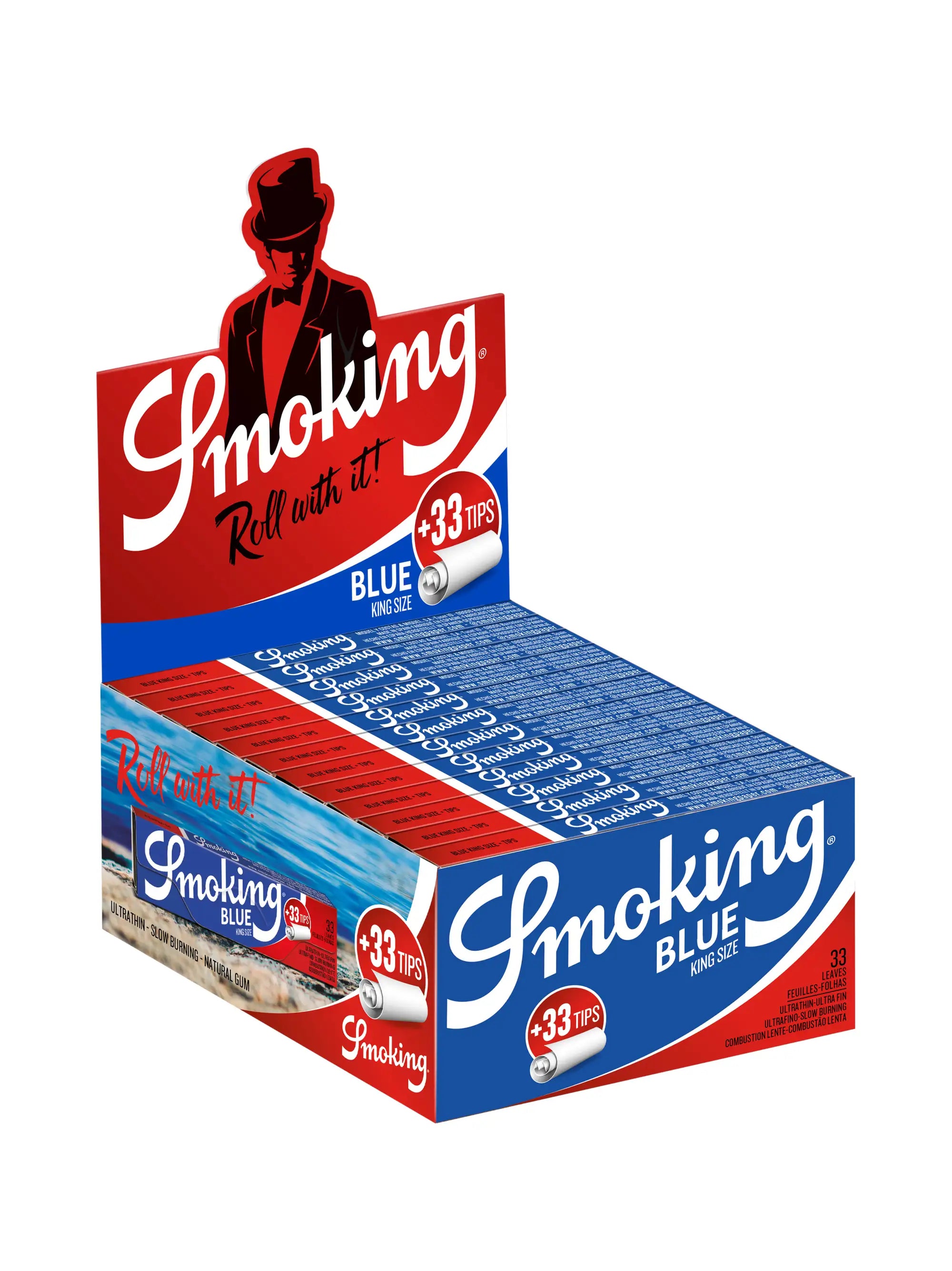 Smoking Blue King Size Papers + Tips Display 24 Hefte