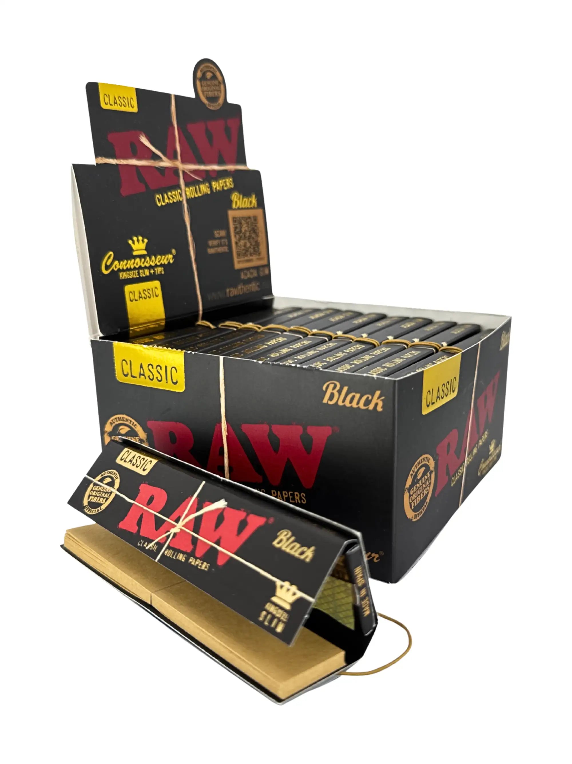 RAW Black Connoisseur King Size Slim + Tips Display 24 Hefte