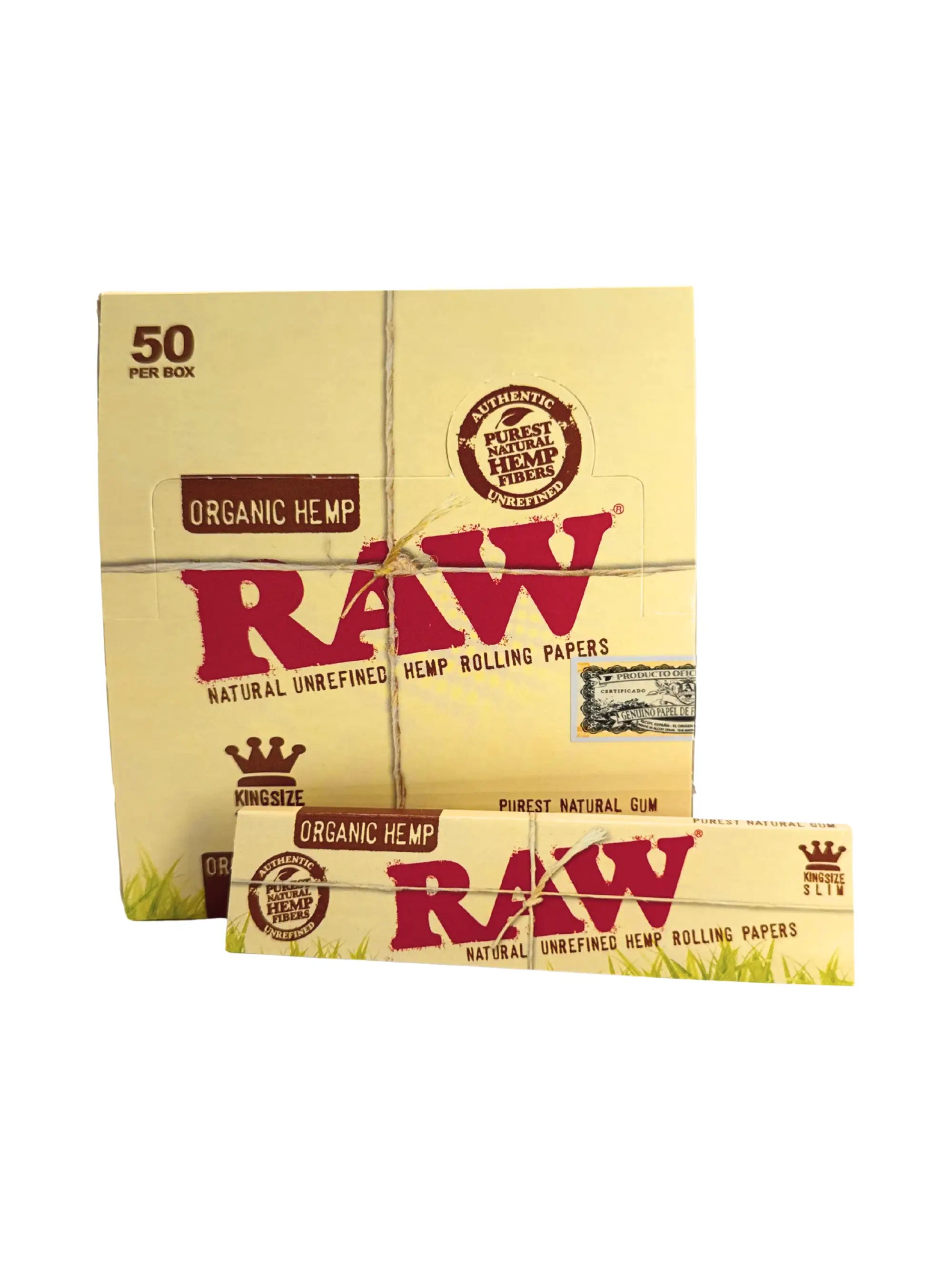 RAW Organic Hemp King Size Slim Box 50 Hefte à 32 Blatt