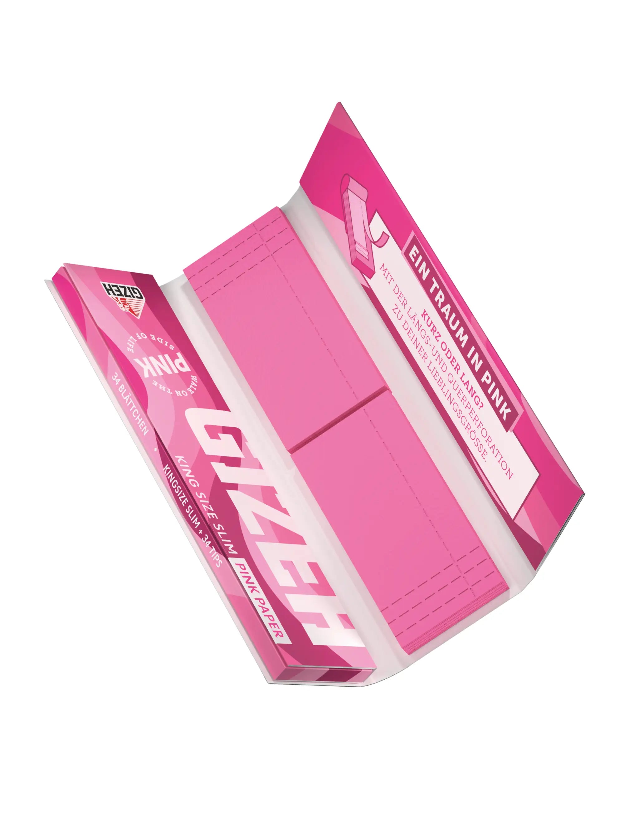 GIZEH All Pink King Size Slim 34 Blatt + 34 Tips