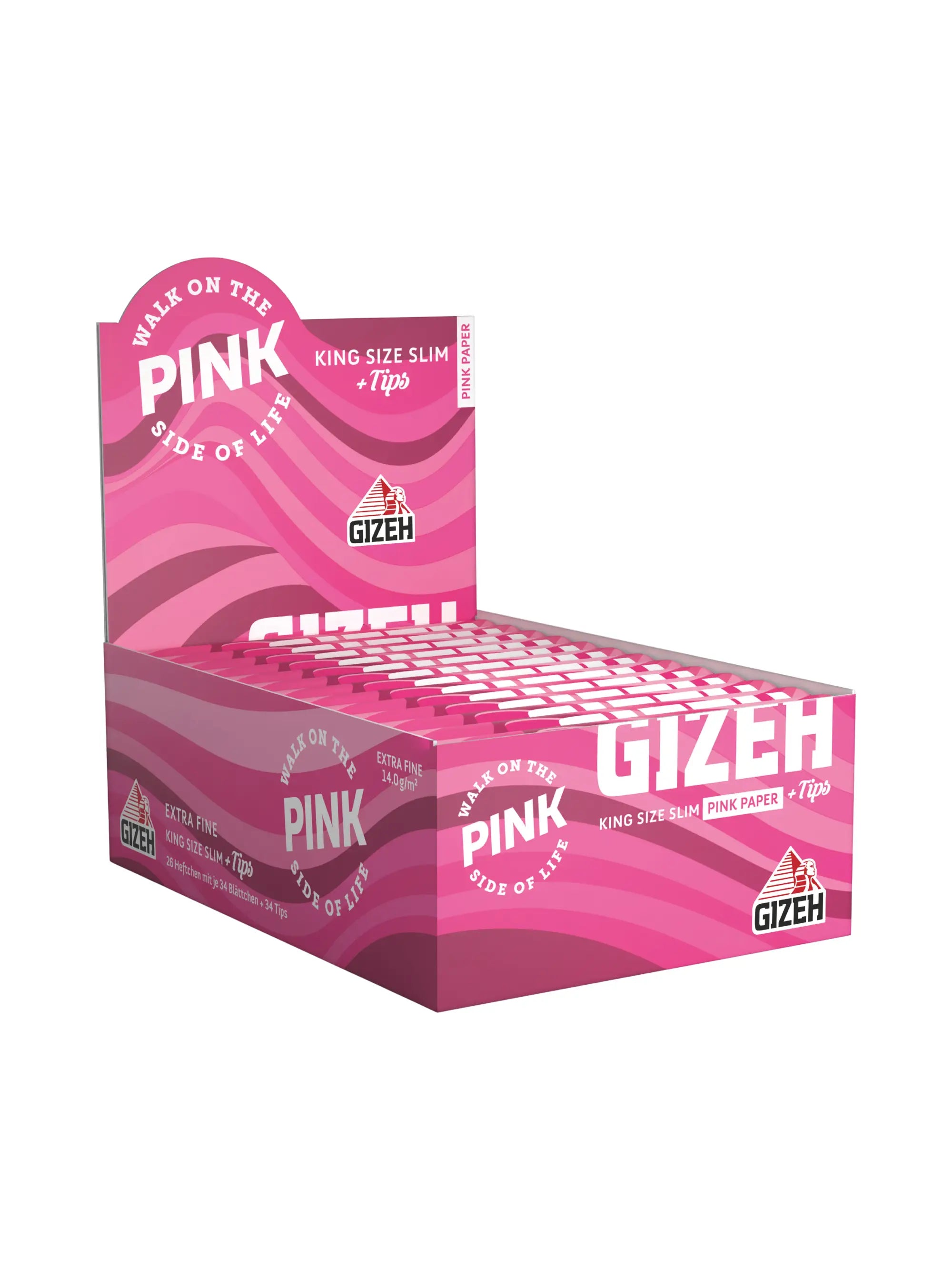 GIZEH All Pink King Size Slim 34 Blatt + 34 Tips
