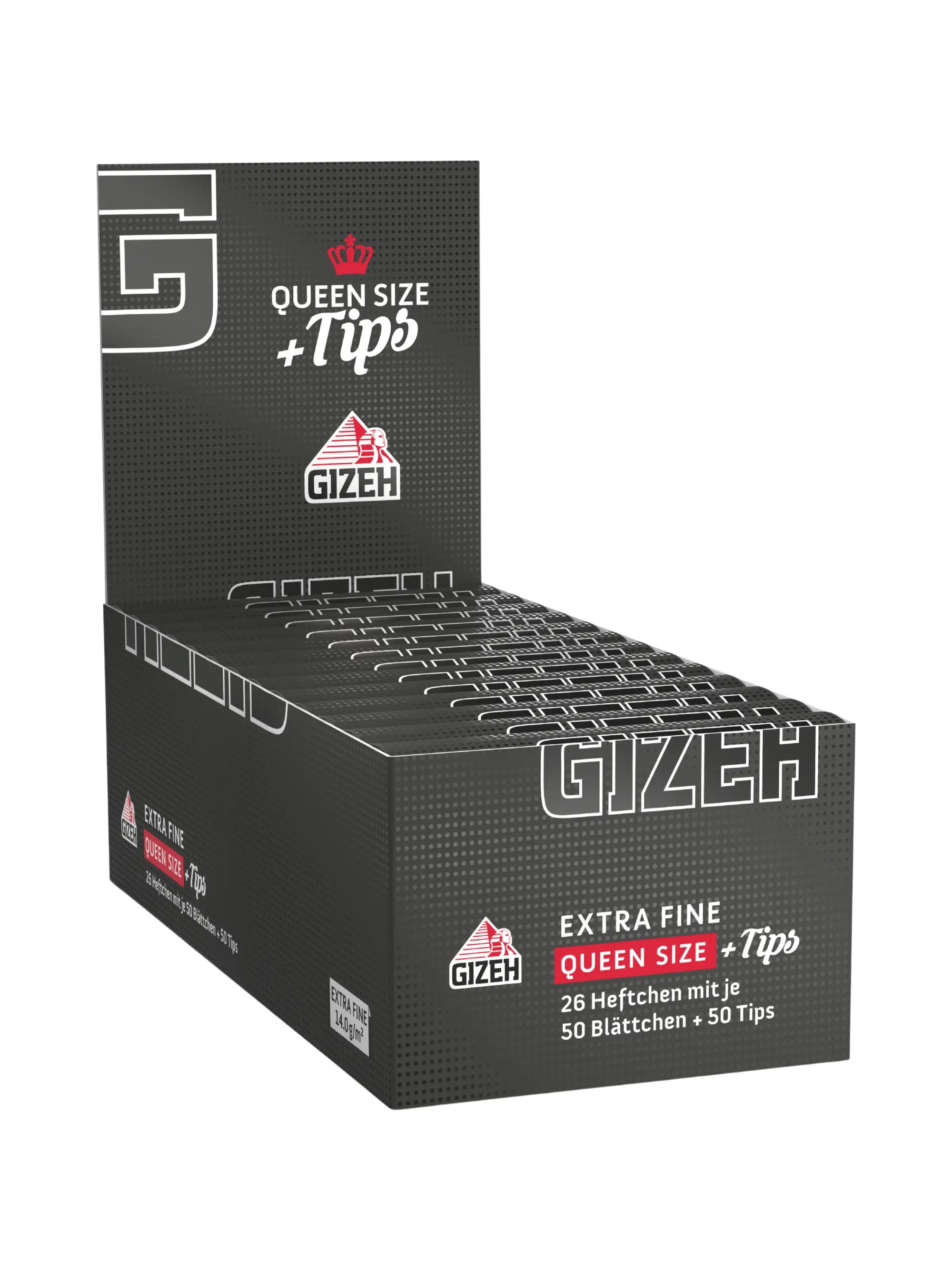 GIZEH Black Queen Size Papers 50 Blatt + 50 Tips