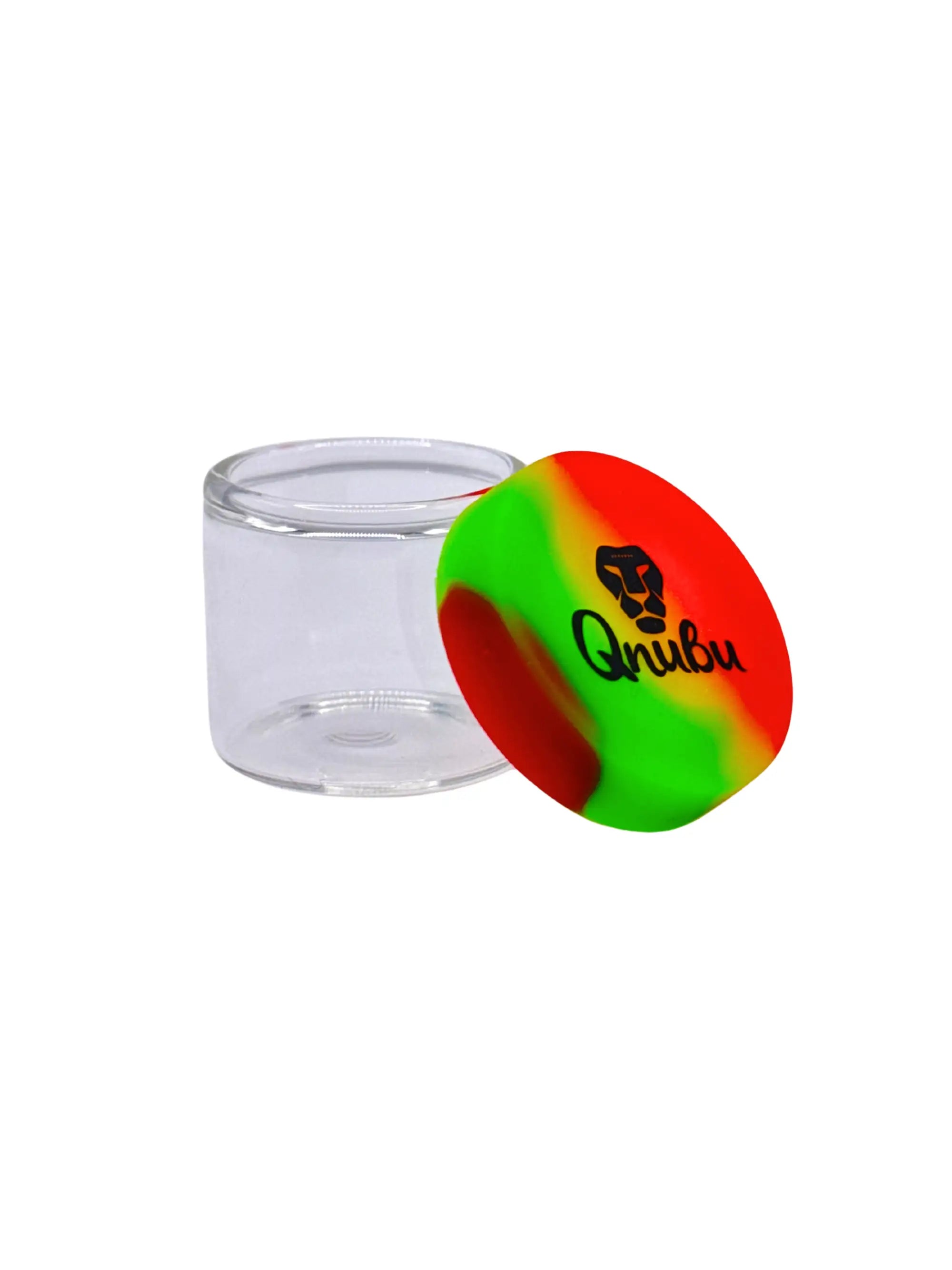 Qnubu Lion Glasbehälter mit Silikondeckel Rasta Ø 25 mm