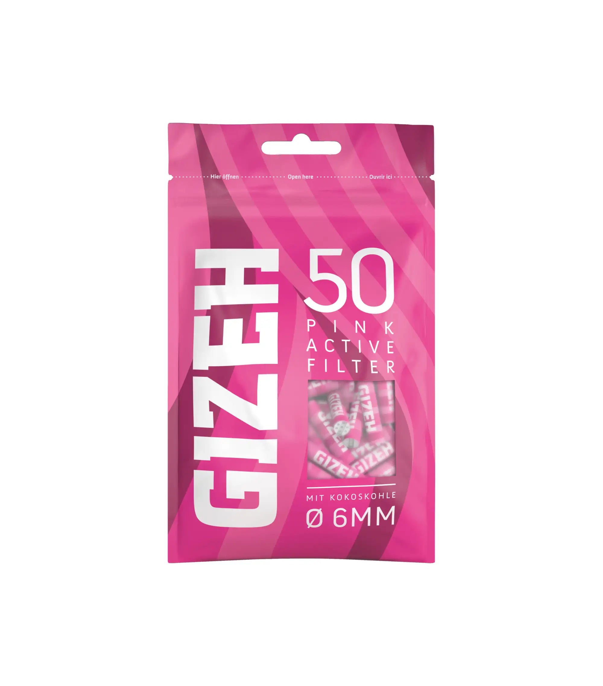 GIZEH Aktivkohlefilter ø 6 mm Pink 50 Stück