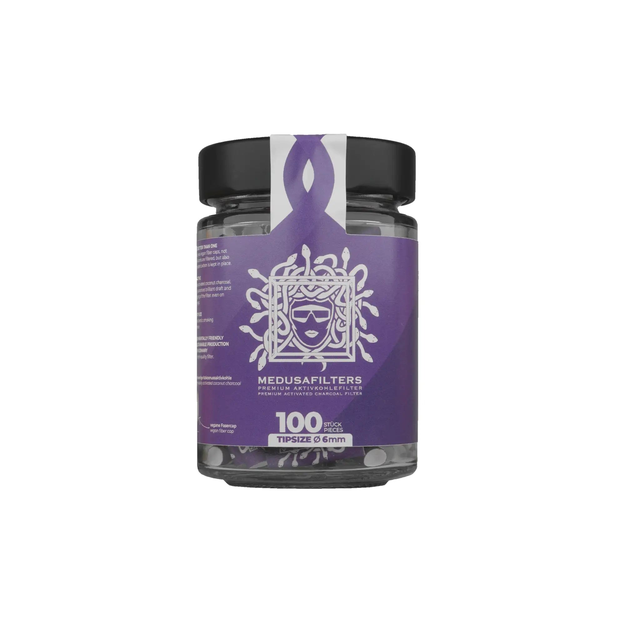 Medusafilters Aktivkohlefilter ø 6mm Violet Edition 100 Stück im Glas