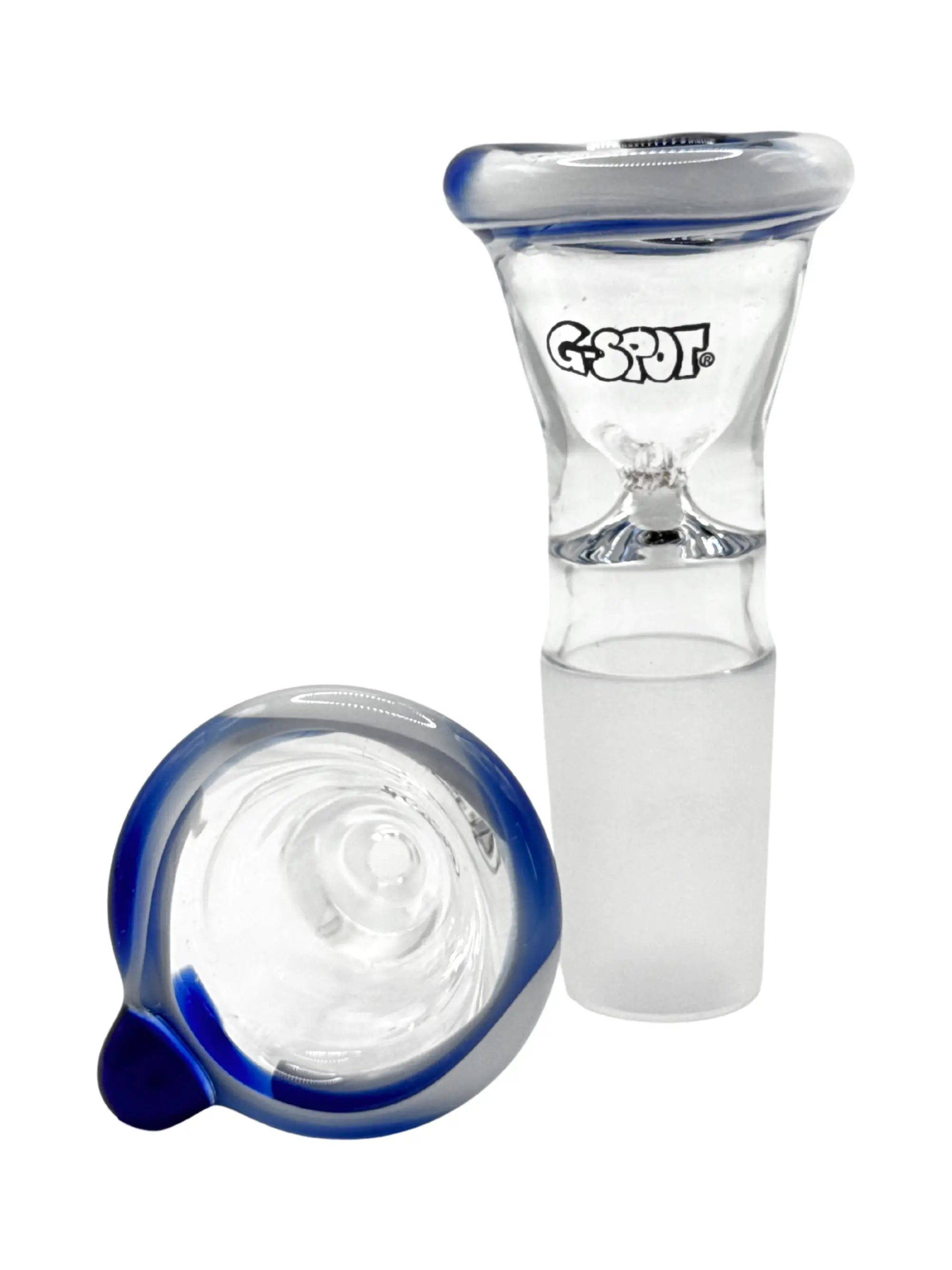 G-Spot Konischer Flutschkopf Farbglas Blau/Weiß NS 18.8