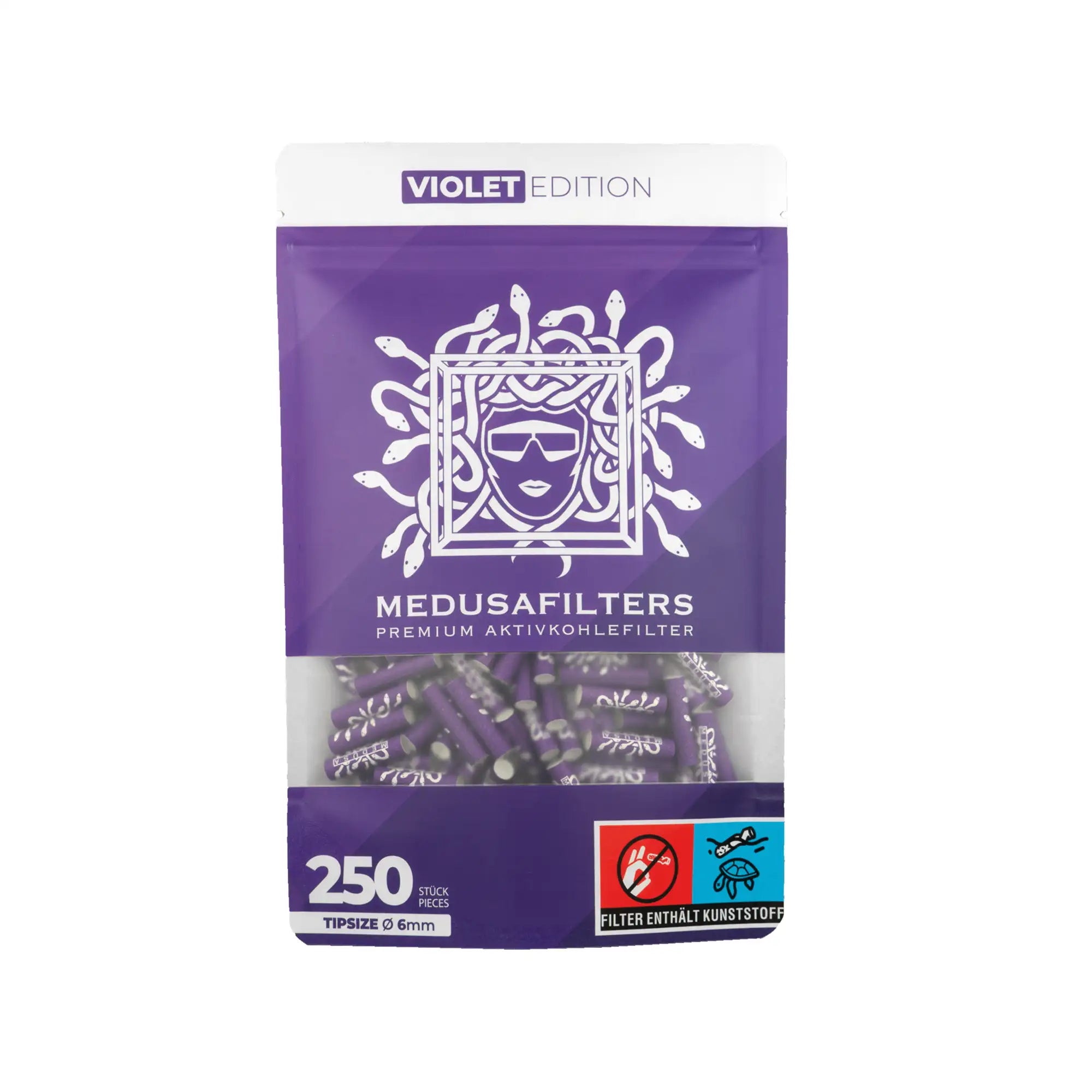 Medusafilters Aktivkohlefilter ø 6mm Violet Edition 250 Stück