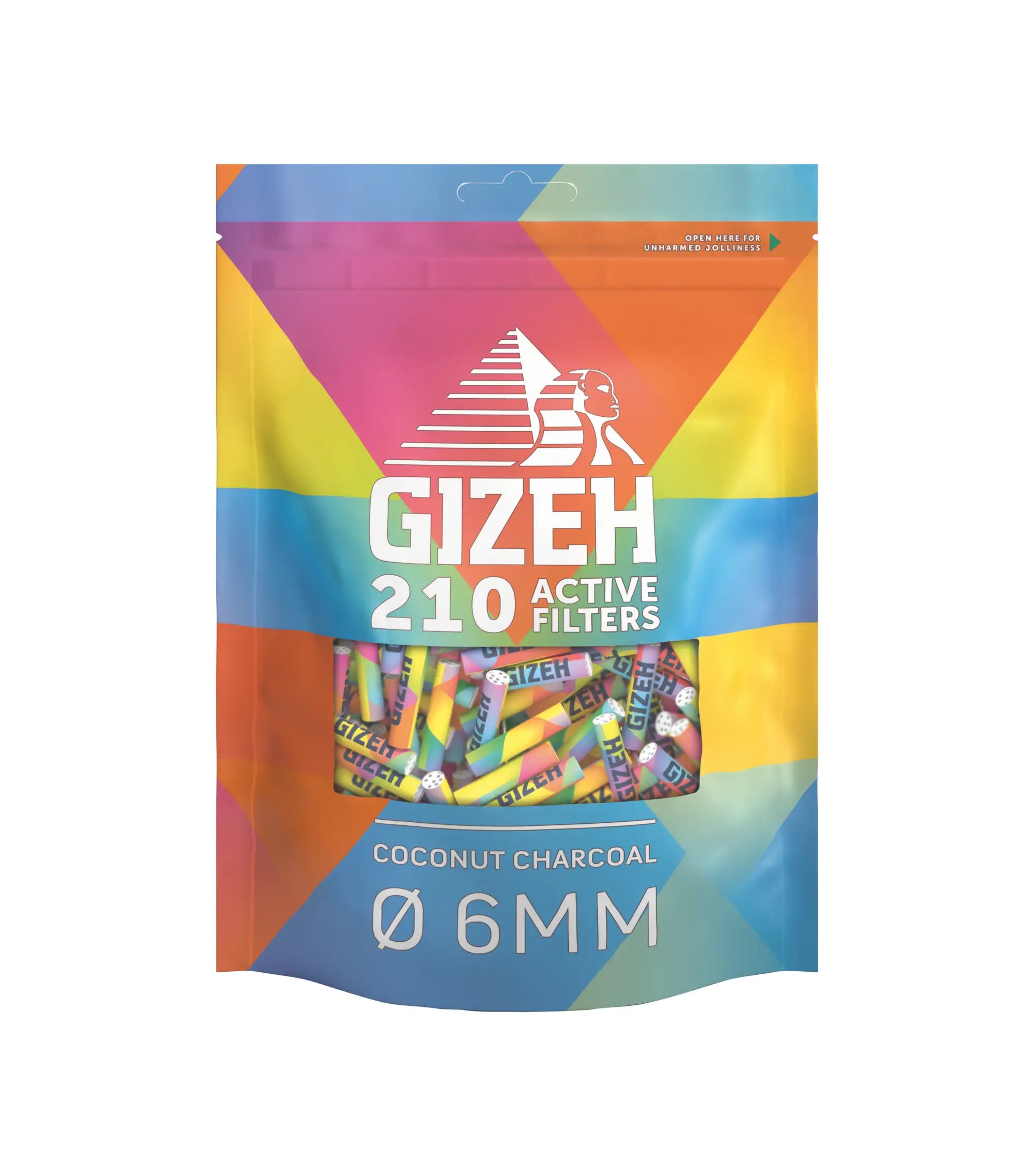 GIZEH Aktivkohlefilter ⌀ 6 mm Rainbow 210 Stück