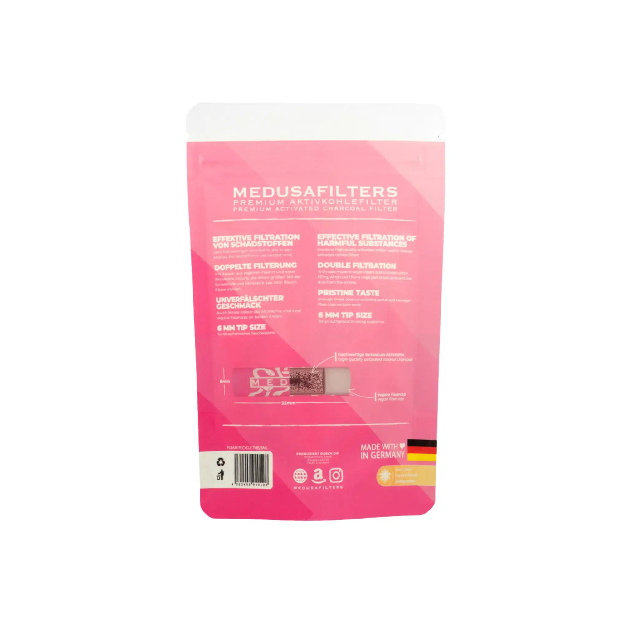 Medusafilters Aktivkohlefilter ø 6mm Rosé Edition 50 Stück