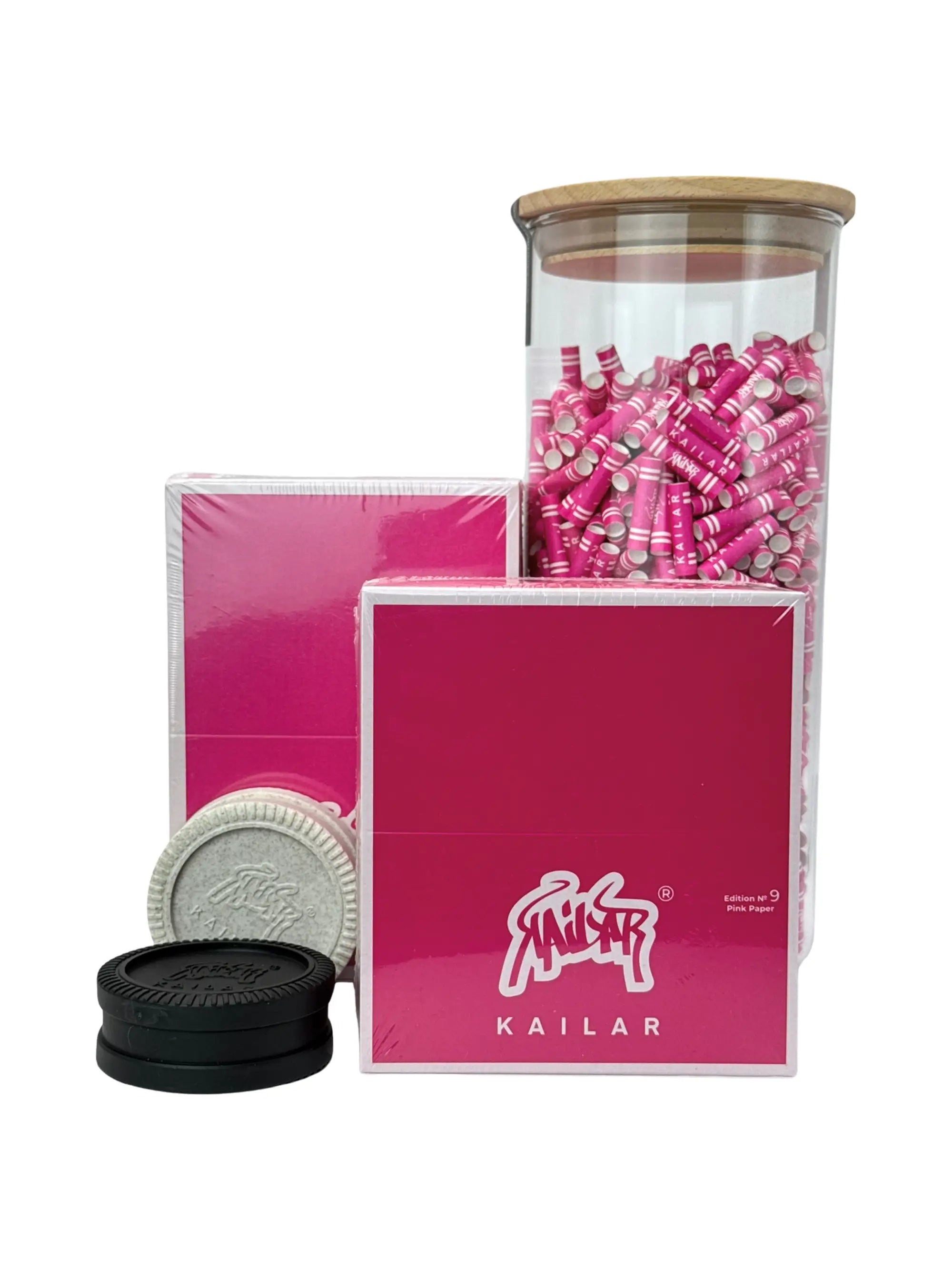 Kailar Pink Hemp Bundle Hemp Papers, Rolls, Aktivkohlefilter & Hemp-Grinder