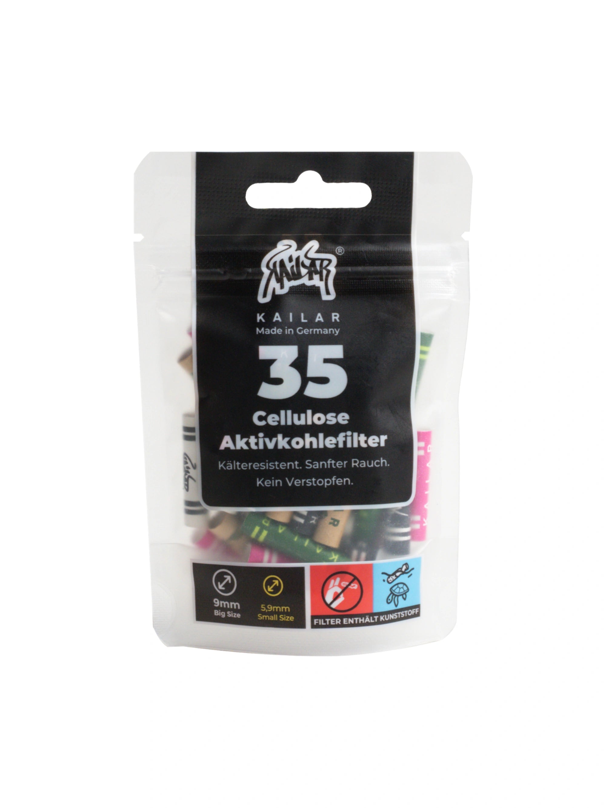 Kailar Cellulose Aktivkohlefilter Small Size Ø 5,9 mm Bunt Mix | 35 Stück