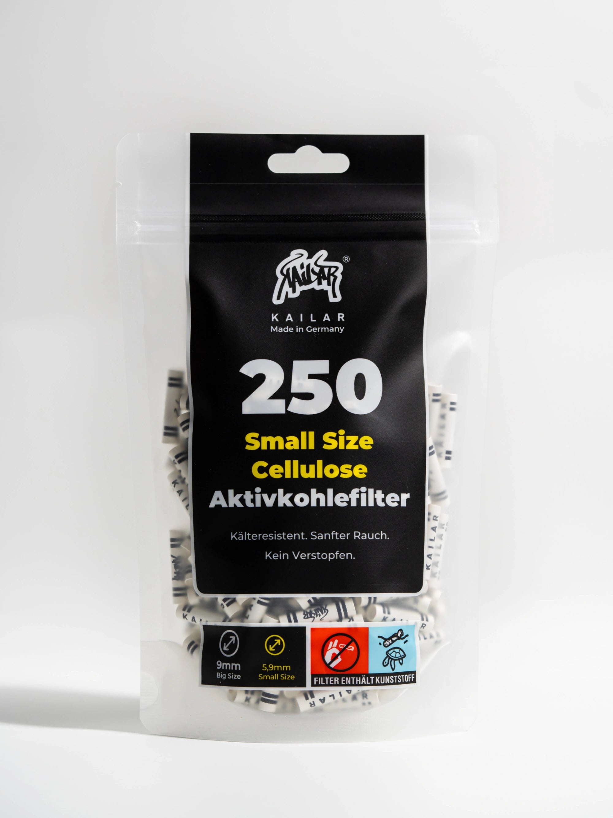 Kailar Cellulose Aktivkohlefilter Small Size Ø 5,9 mm Weiß | 250 Stück
