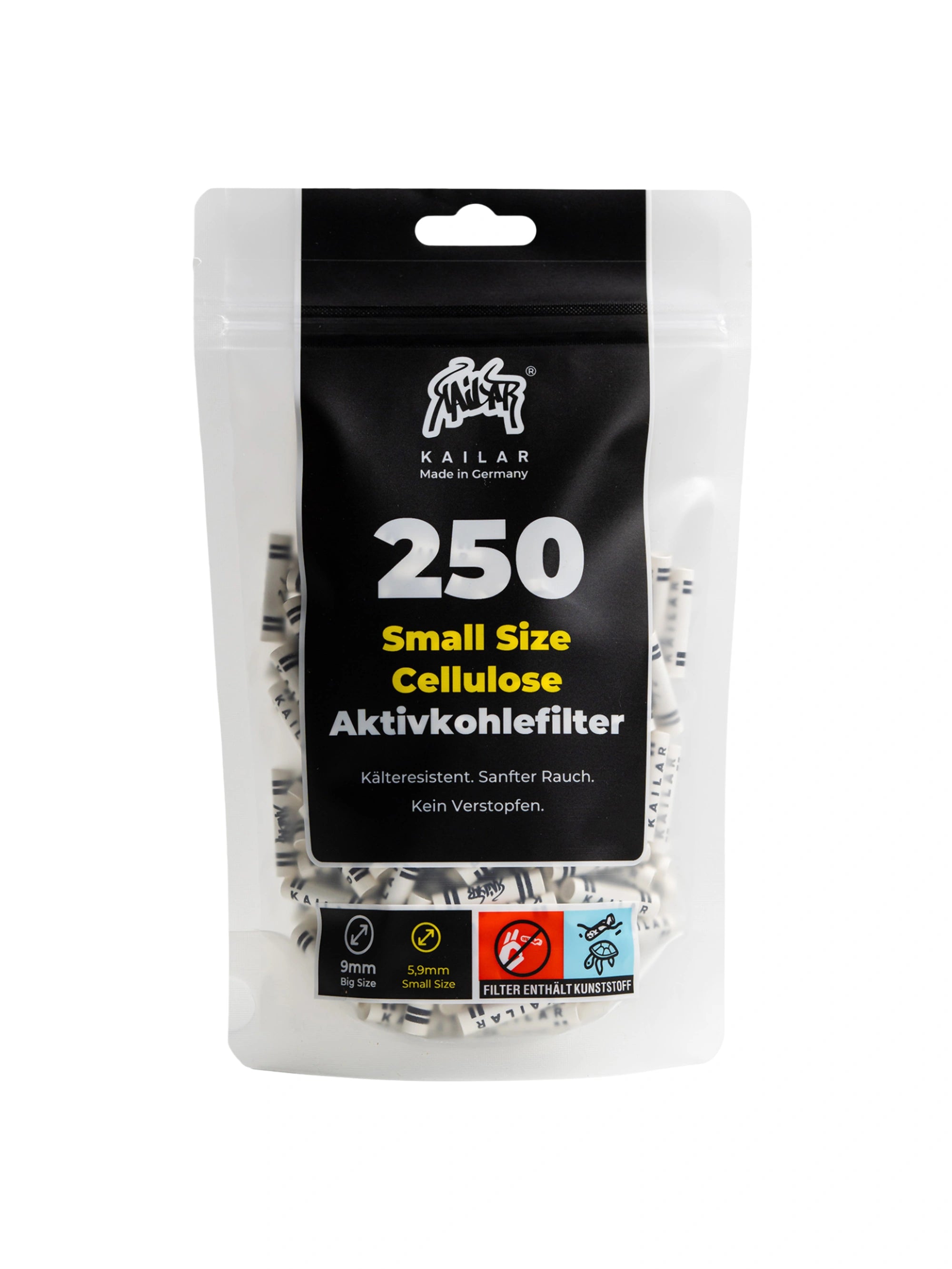 Kailar Cellulose Aktivkohlefilter Small Size Ø 5,9 mm Weiß | 250 Stück