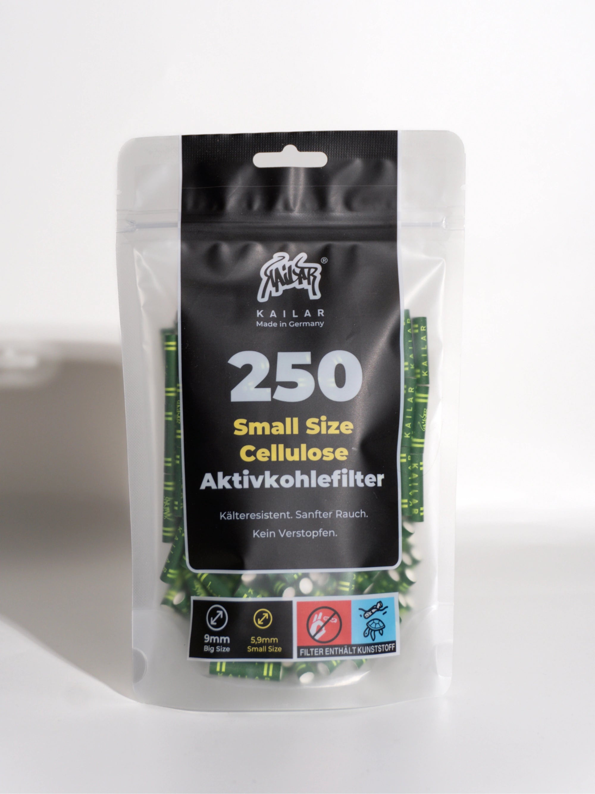 Kailar Cellulose Aktivkohlefilter Small Size Ø 5,9 mm Grün | 250 Stück