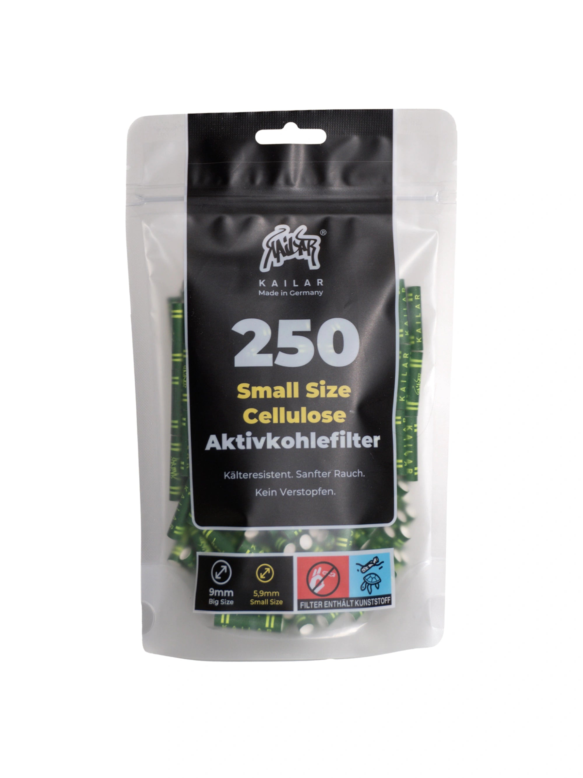 Kailar Cellulose Aktivkohlefilter Small Size Ø 5,9 mm Grün | 250 Stück