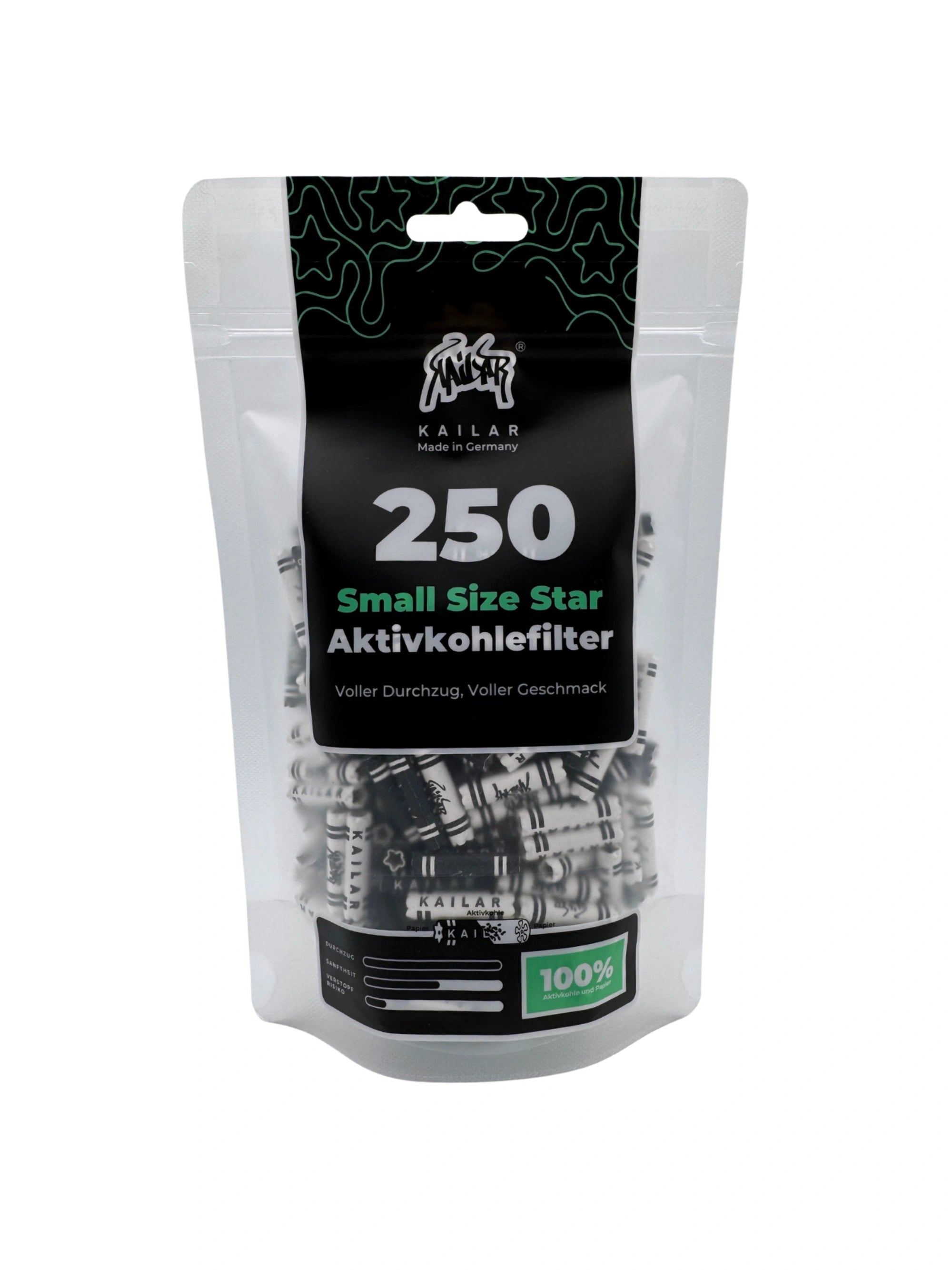 Kailar Papier Aktivkohlefilter Star Ø 5,9 mm Mixed | 250 Stück