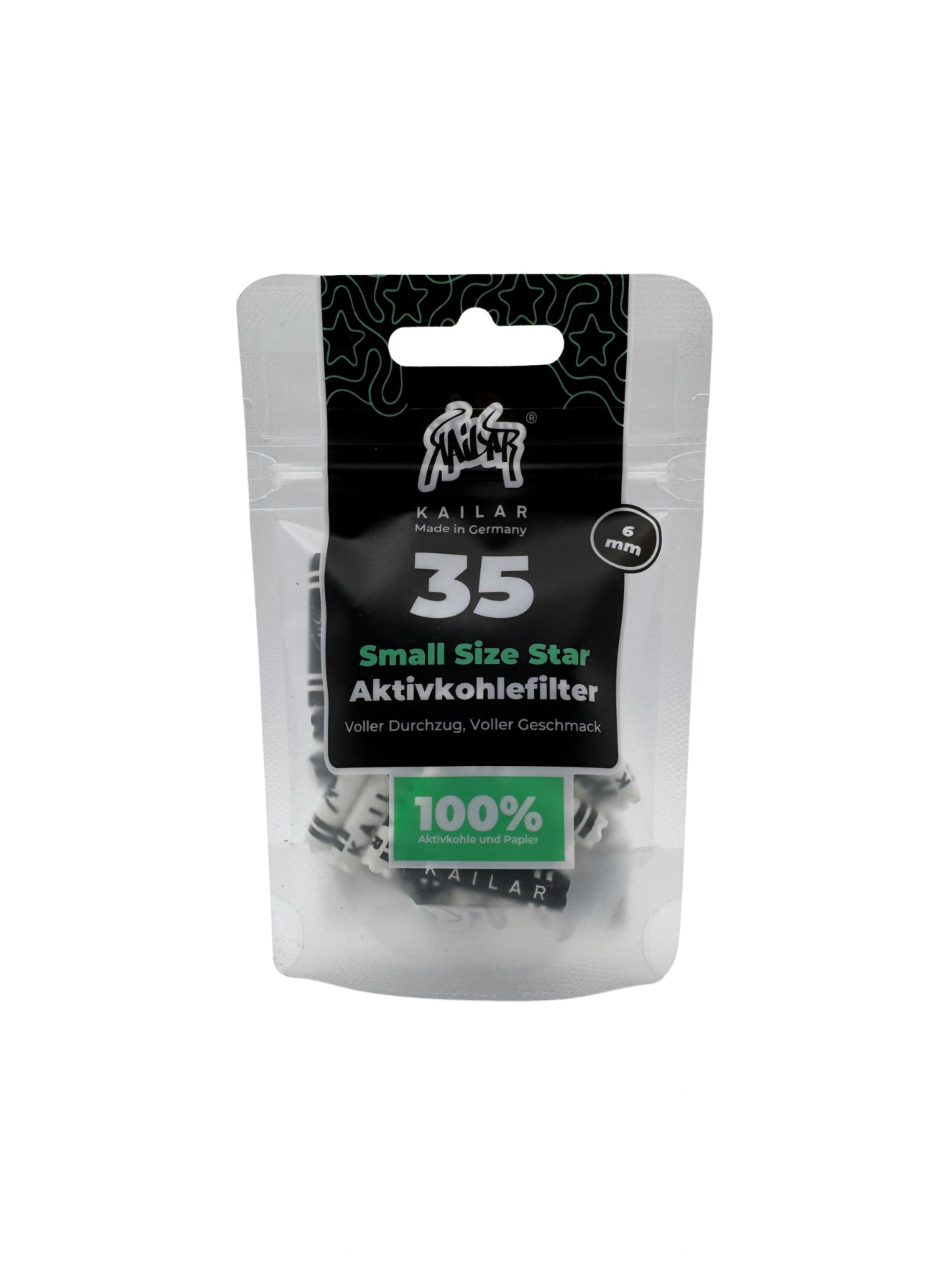 Kailar Papier Aktivkohlefilter Star Ø 5,9 mm Mixed | 35 Stück