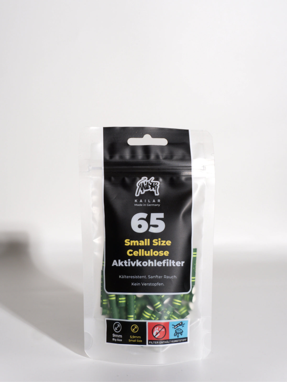 Kailar Cellulose Aktivkohlefilter Small Size Ø 5,9 mm Grün | 65 Stück