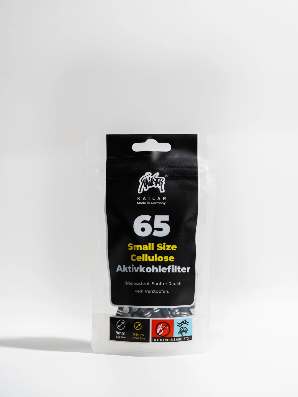 Kailar Cellulose Aktivkohlefilter Small Size Ø 5,9 mm Schwarz | 65 Stück