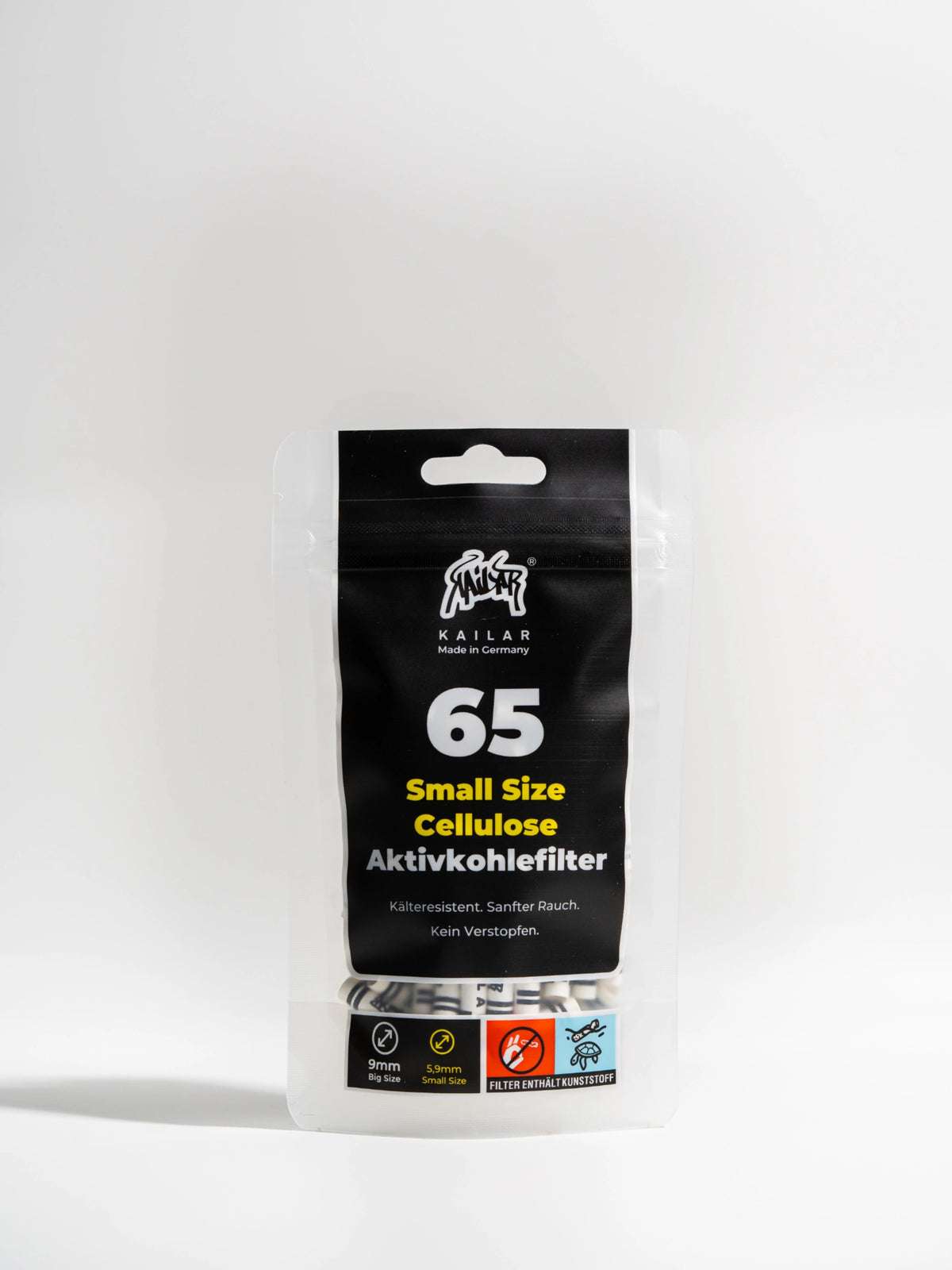 Kailar Cellulose Aktivkohlefilter Small Size Ø 5,9 mm Weiß | 65 Stück