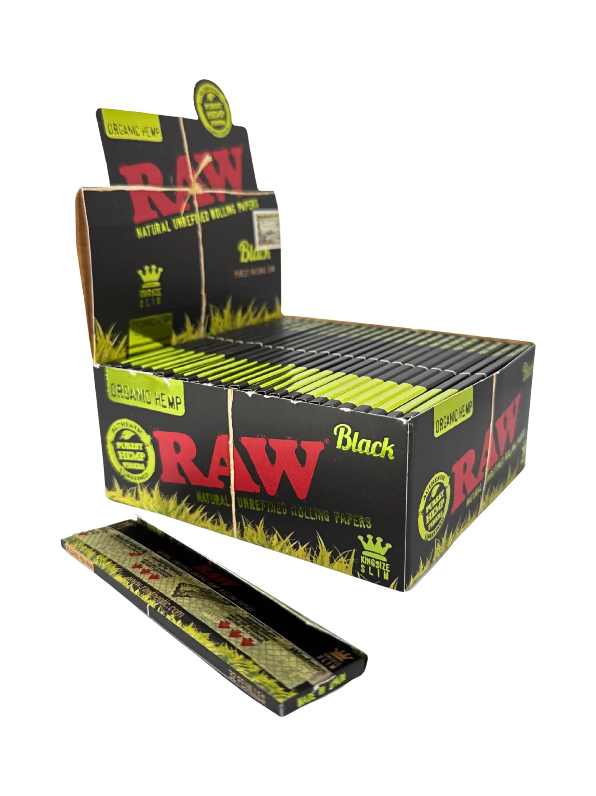 RAW Black Organic Hemp Papers King Size Slim Box 50 Hefte à 32 Blatt
