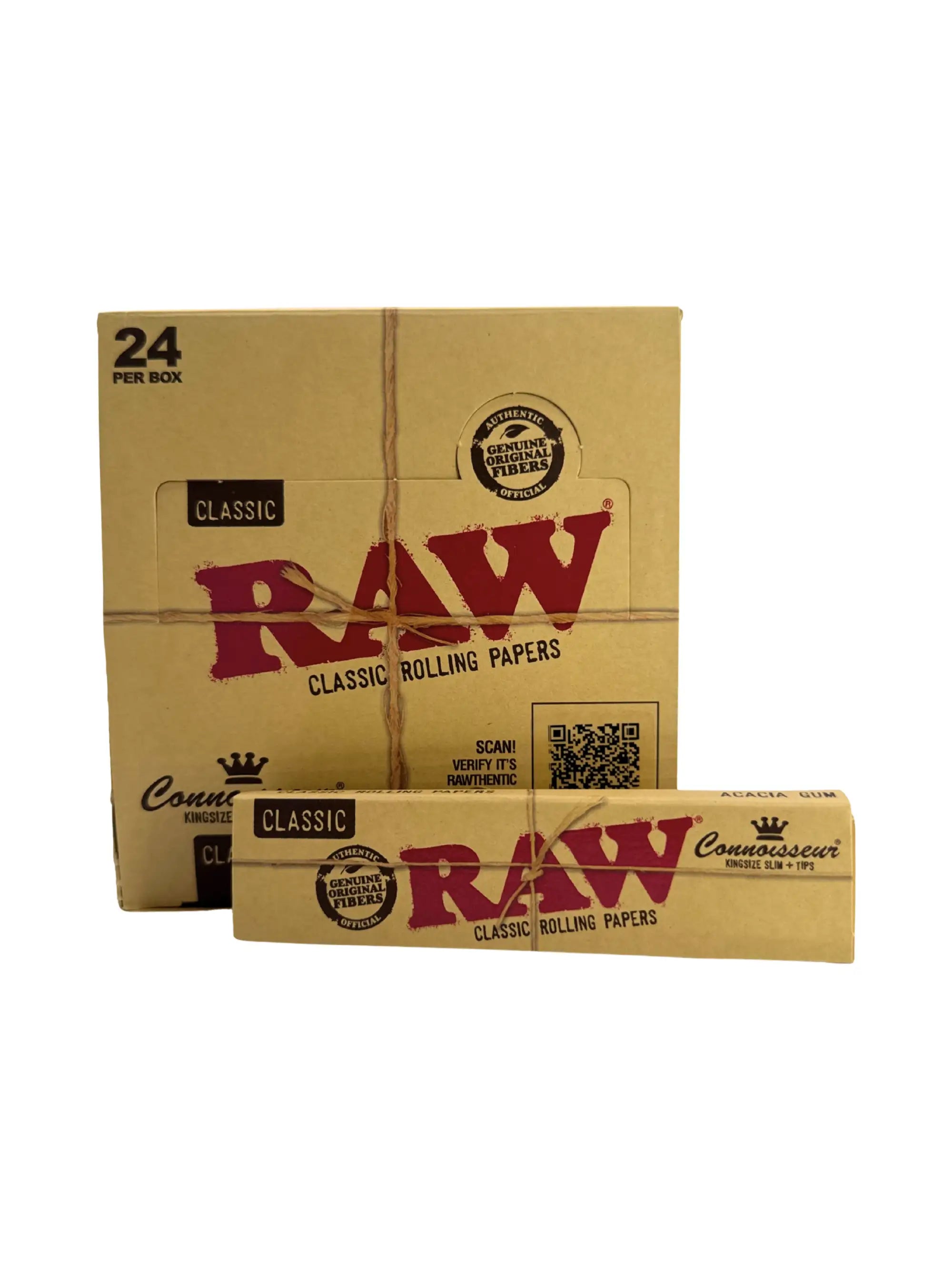 RAW Classic Connoisseur Papers King Size Slim Box 24 Hefte á 32 Blatt + Tips