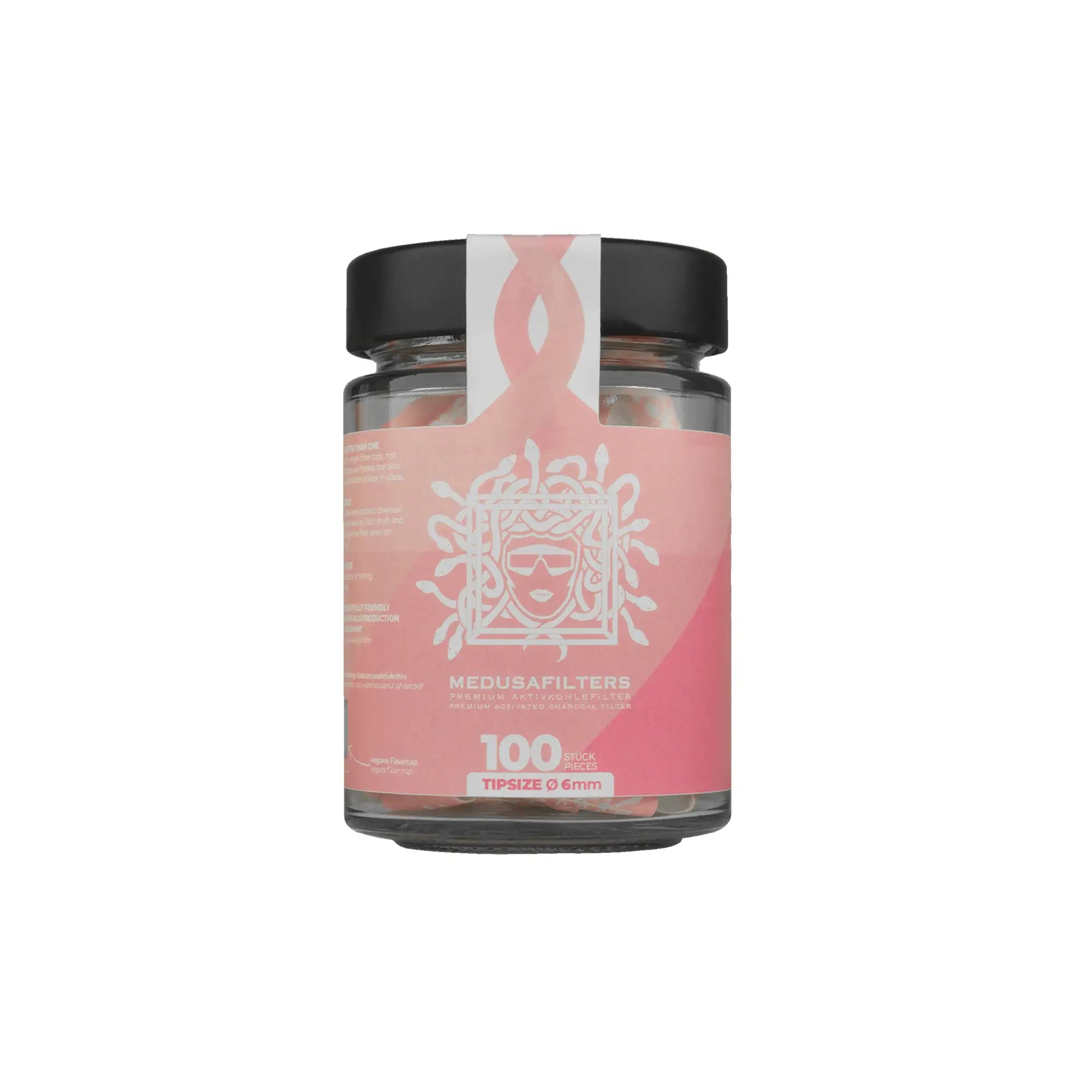 Medusafilters Aktivkohlefilter ø 6mm Rosé Edition 50 Stück im Glas