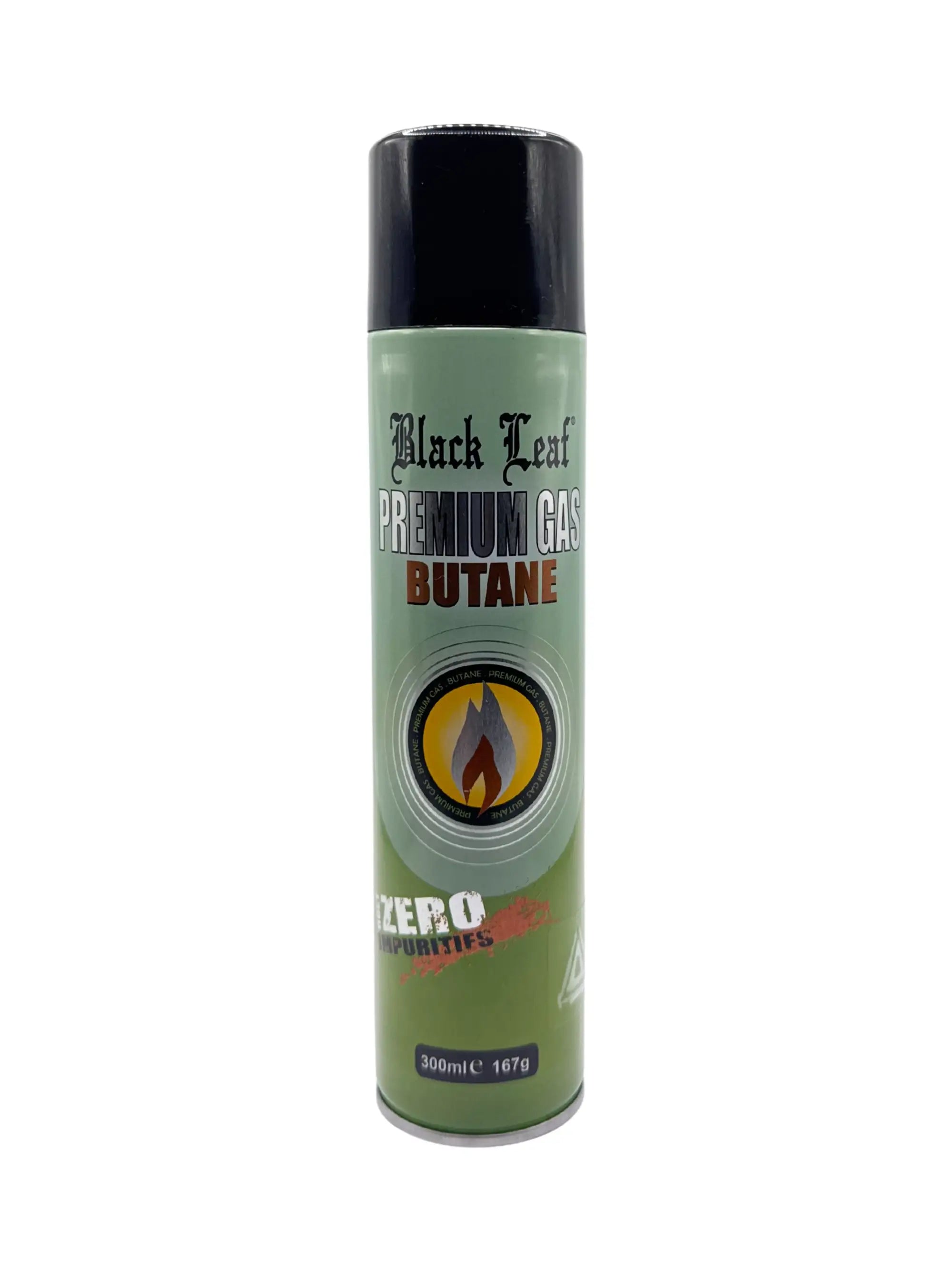 Black Leaf Butangas 300 ml Dose mit 5 Adaptern zum Befüllen von Feuerzeugen, Clippern, Torches und Bunsenbrennern.