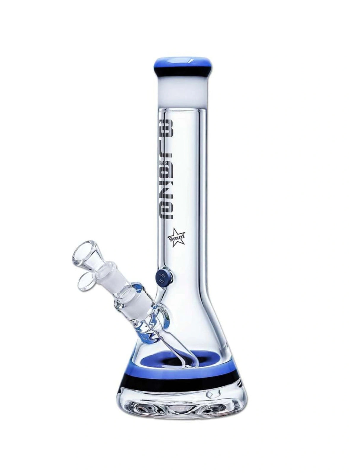 BLAZE Beakerbong mit 9 mm Glasstärke und blauen Akzenten
