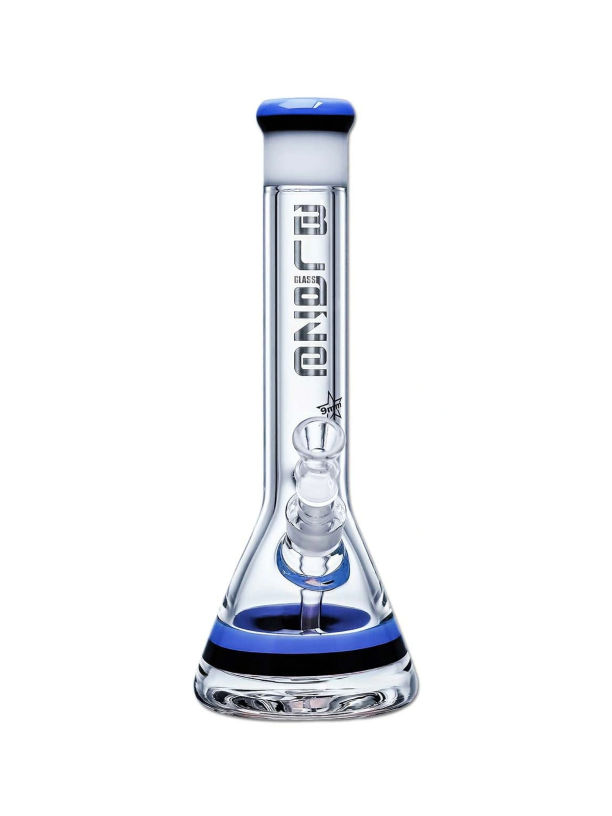 BLAZE Beakerbong aus Borosilikatglas mit Kickloch und Silikonstopfen