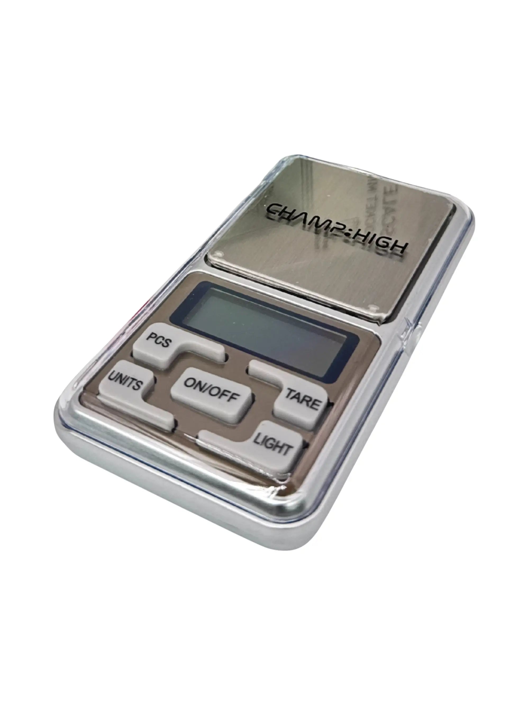 Frontansicht der CHAMP Pocket Mini Digitalwaage mit 200 g Kapazität und 0,01 g Genauigkeit