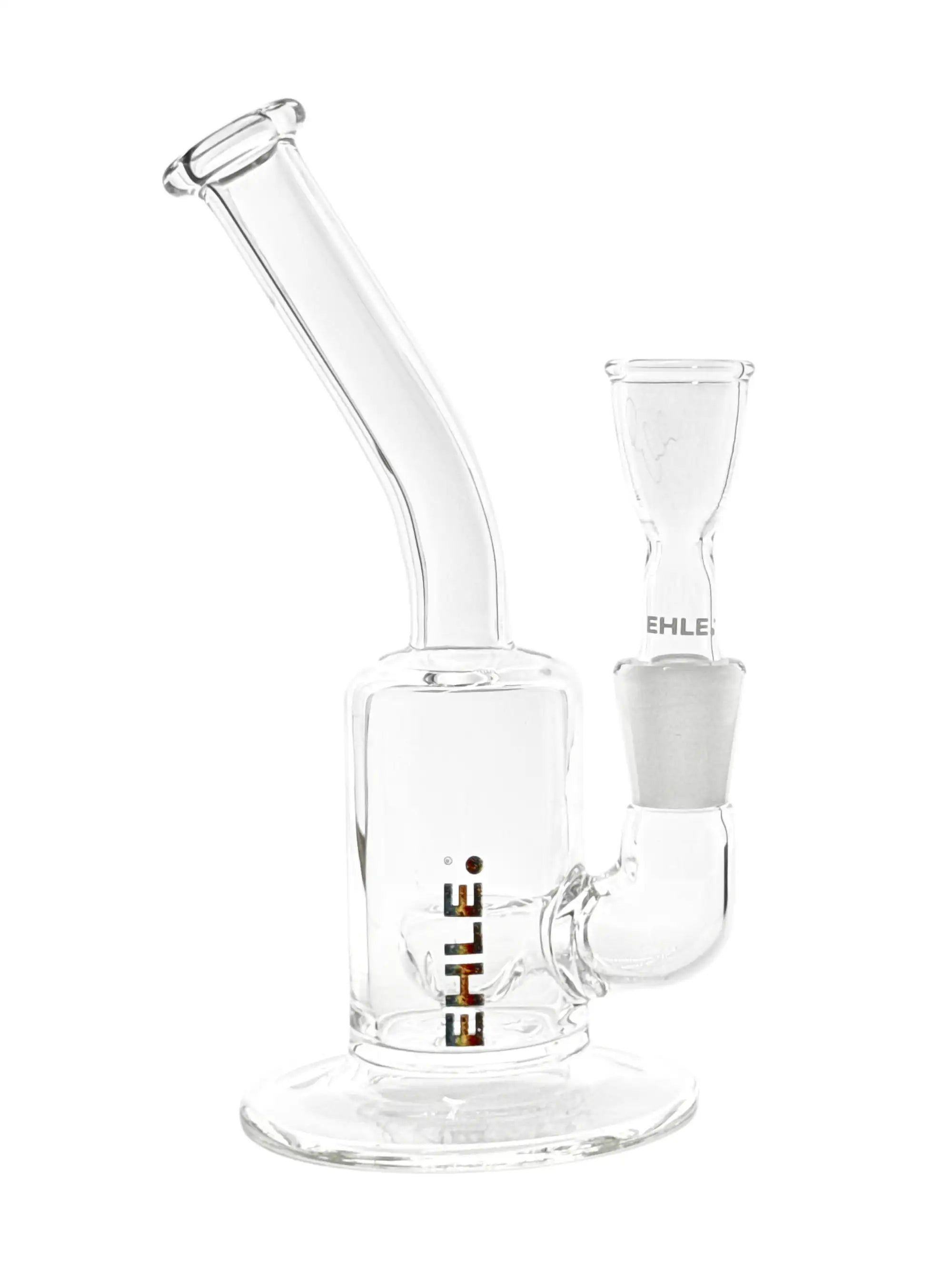 EHLE. Bubbler #1 mit NS 14,5 Schliff, 17 cm Höhe, 40 mm Rohrdurchmesser, fest montiertem halbkugelförmigem Diffusor, Nutzbar mit Kräuterkopf, stylisches Psy-Logo.