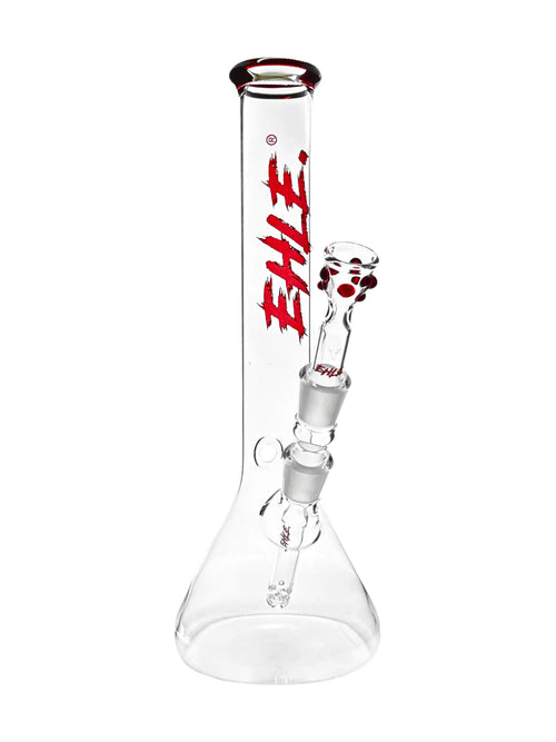 Red Series #4 Beaker Little Brother aus Glas mit rotem Mundstück und Diffusor-Chillum