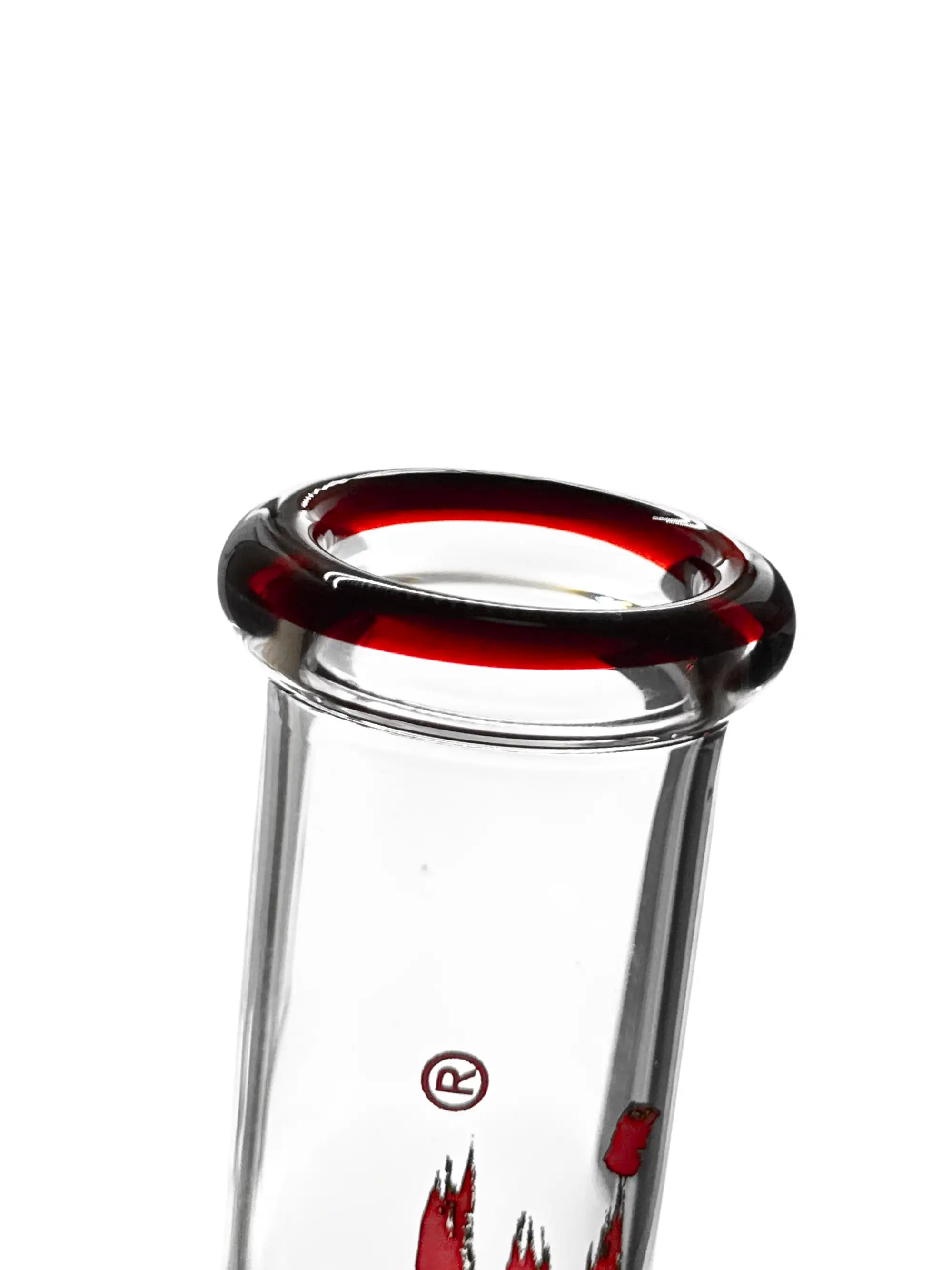 Rotes Mundstück der Red Series #4 Beaker Bong aus 3,2 mm Glas mit Diffusor-Chillum.