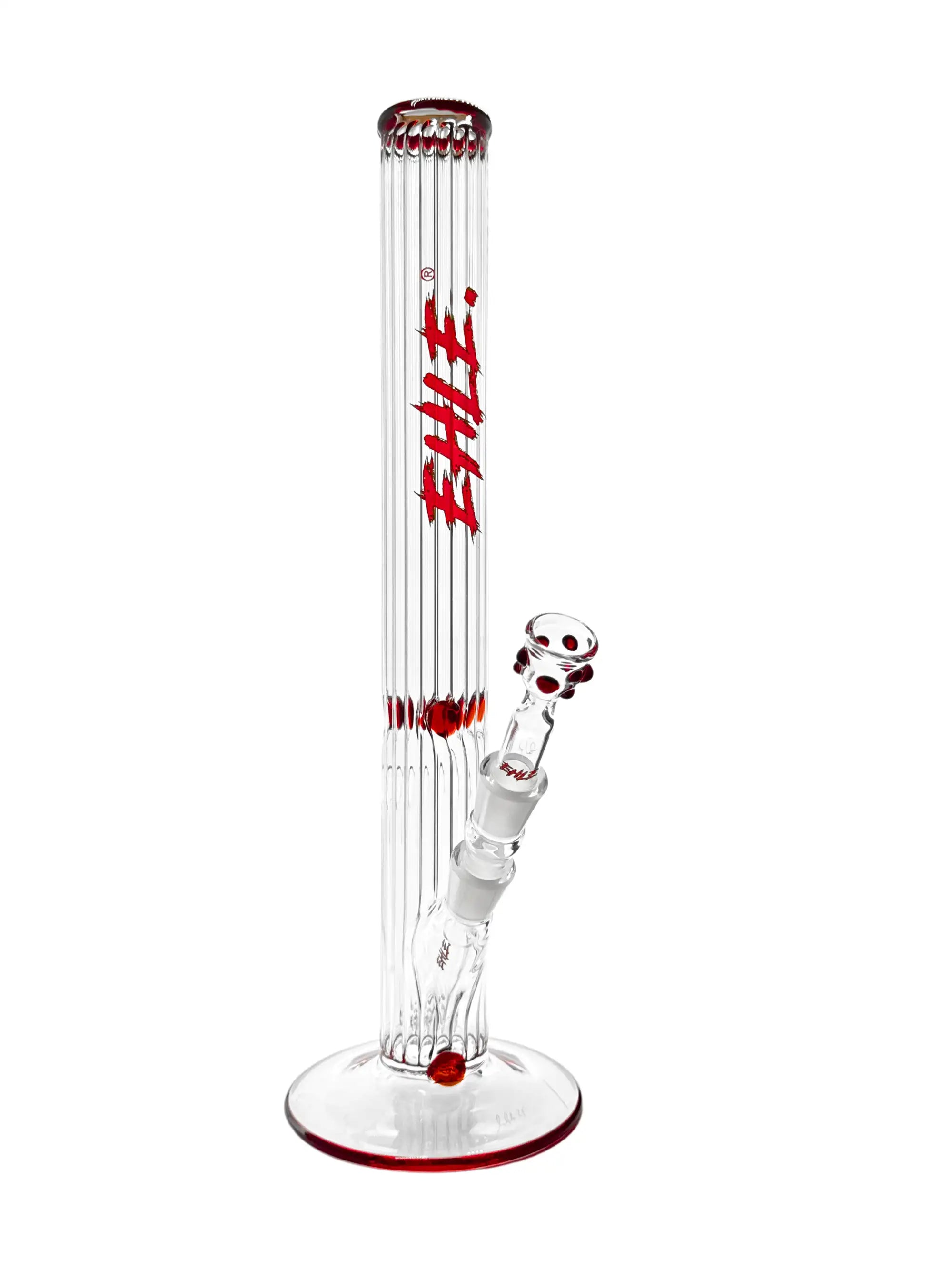 EHLE Red Series #6 Rippenrohr Bong mit rotem Mundstück und Eiskerben