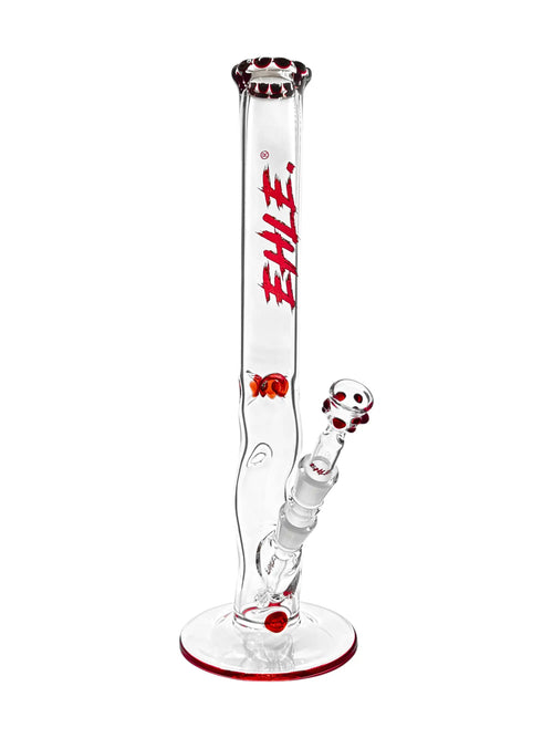 EHLE. Red Series #7 EMOTION Bong aus 5 mm Glas mit rotem Standfuß und Eiskerben