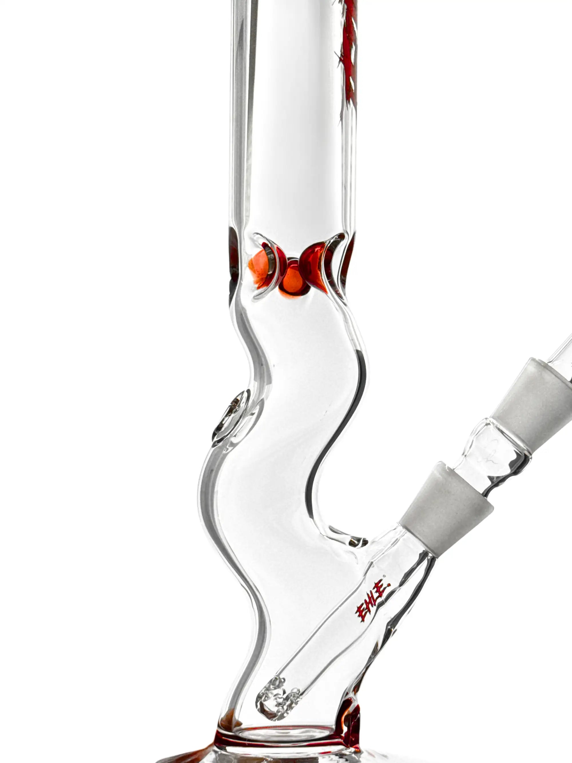 EHLE. Red Series Zylinder Bong aus 5 mm starkem Glas mit Kickloch und Lochdiffusor-Chillum