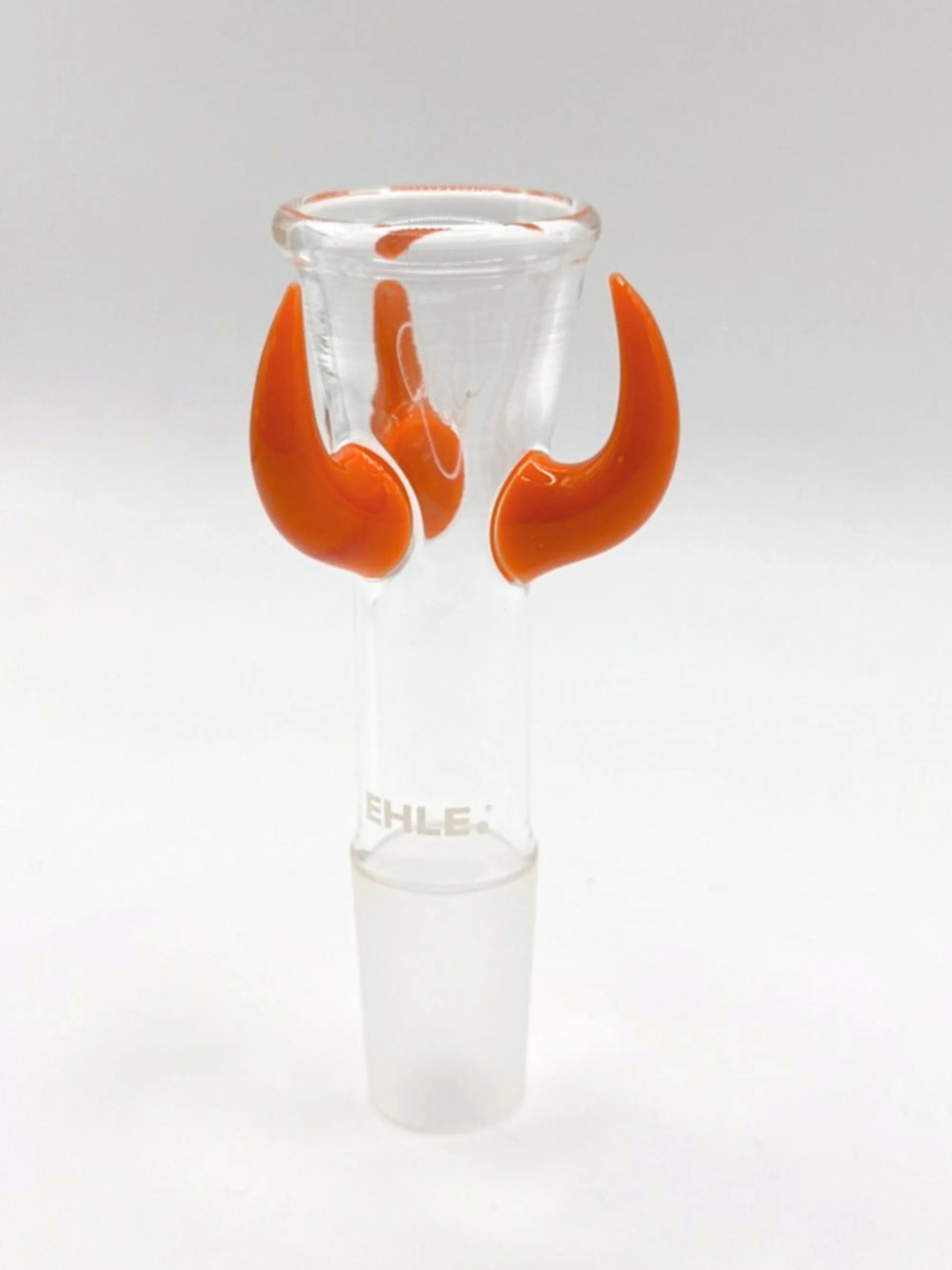 EHLE Turbo-Köpfchen mit orangen Hörchen, stilvolles Glasdesign für deine Sessions.
