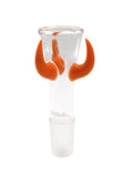 EHLE Turbo-Köpfchen mit orangen Hörchen aus Borosilikatglas, NS 18.8 Schliff für intensiven Dampf und sicheren Sitz.