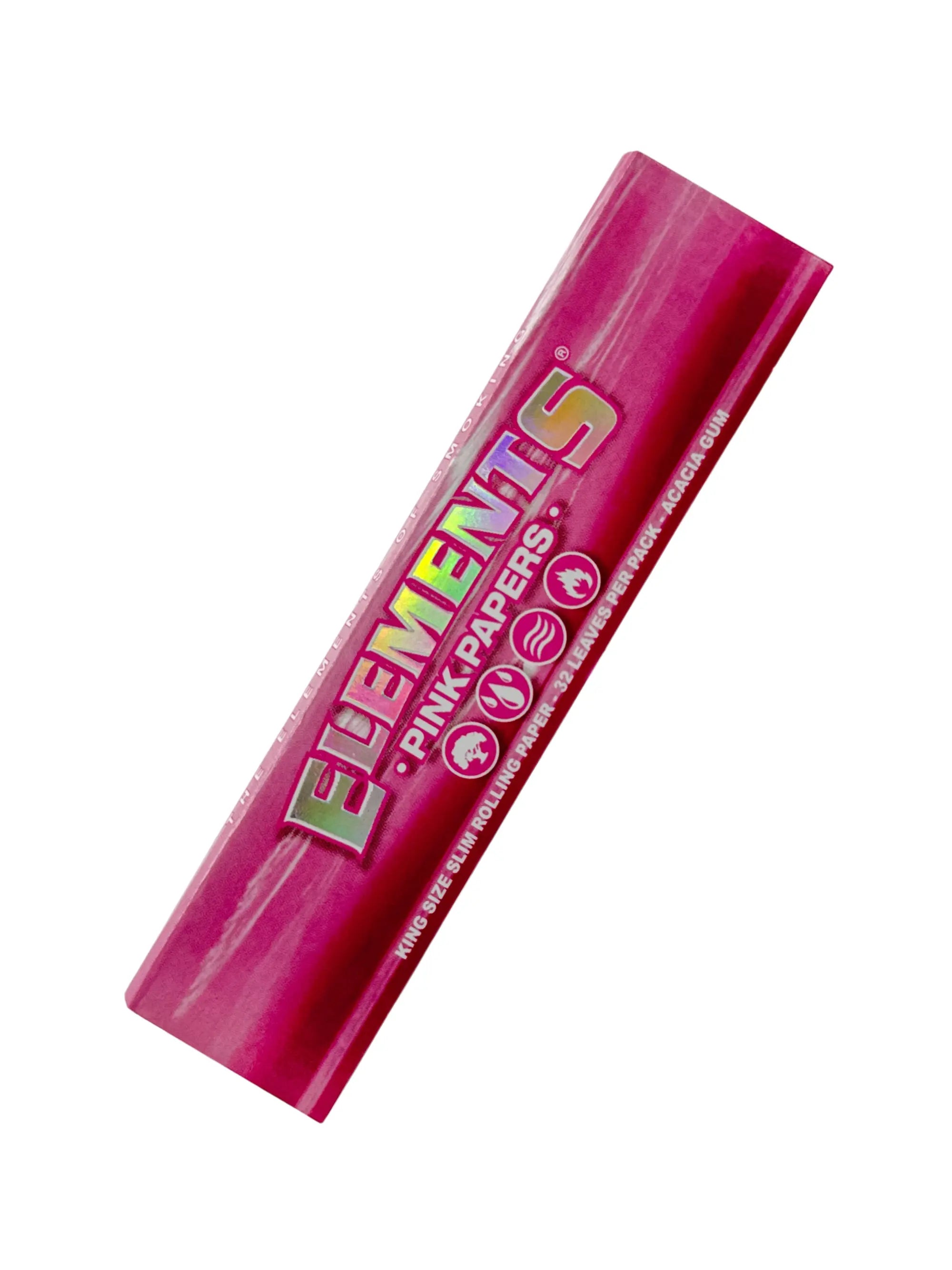 Elements King Size Slim Pink Papers Einzelpackung mit 32 dünnen Blättchen im Slim-Format, gleichmäßig abbrennend, auffälliges Pink-Design