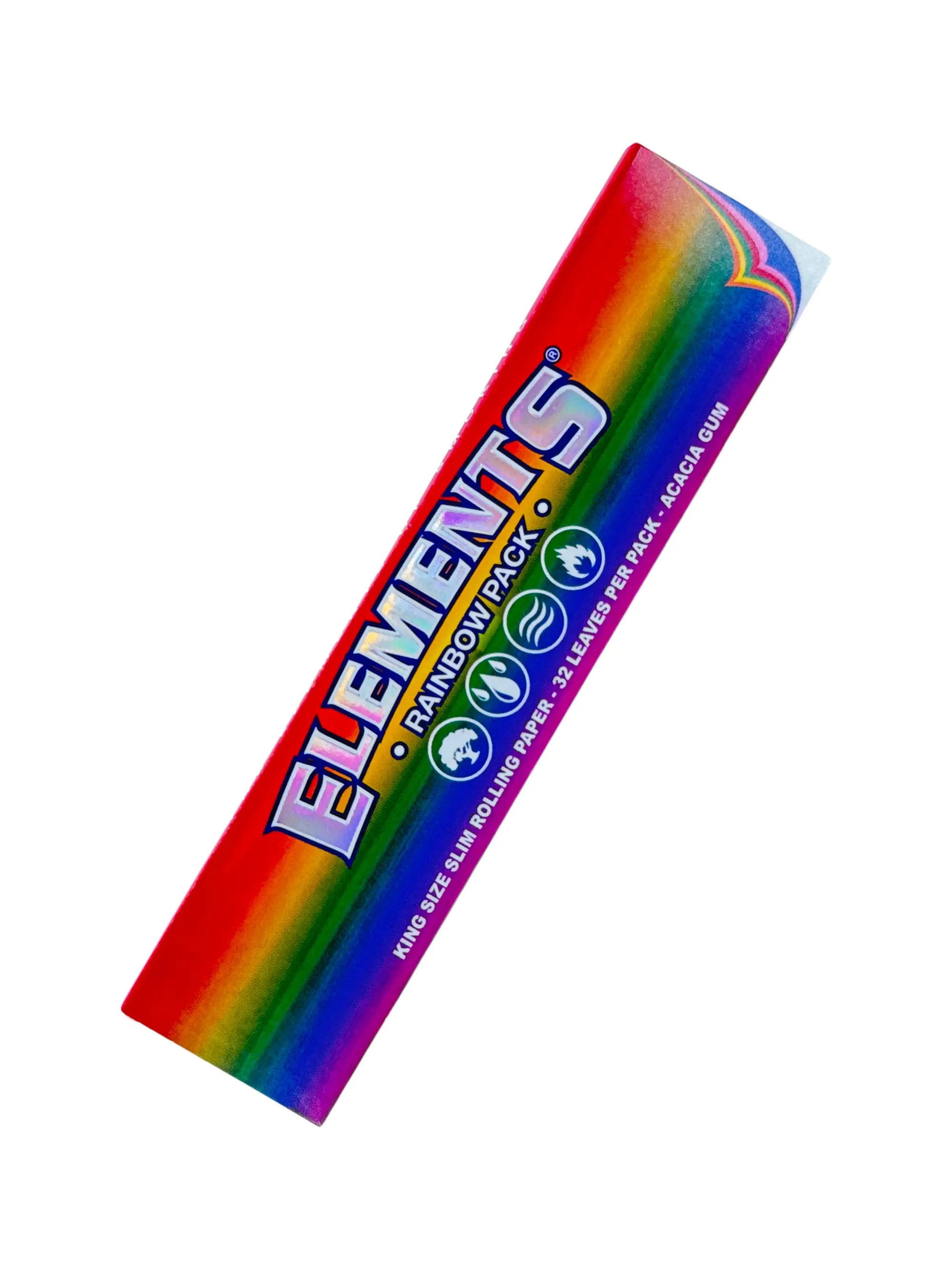 Elements Rainbow King Size Slim Papers Einzelpackung mit 32 dünnen, gleichmäßig abbrennenden Blättchen im auffälligen Rainbow-Design