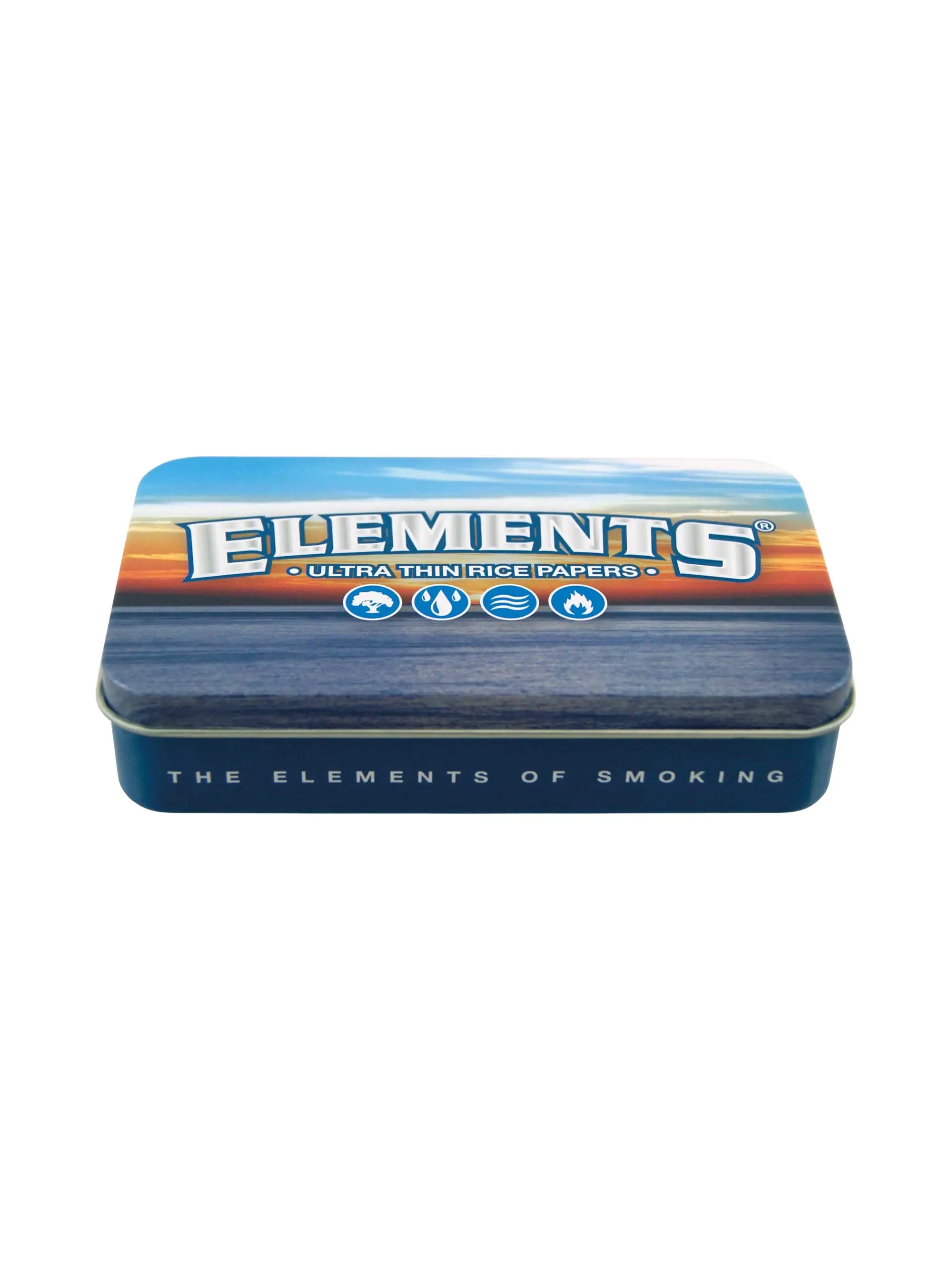 ELEMENTS Tin Case in Blau – stabile Metallbox für Papers, Filter & Joints. Schützt vor Knicken, Feuchtigkeit & Schmutz. Perfekt für unterwegs.