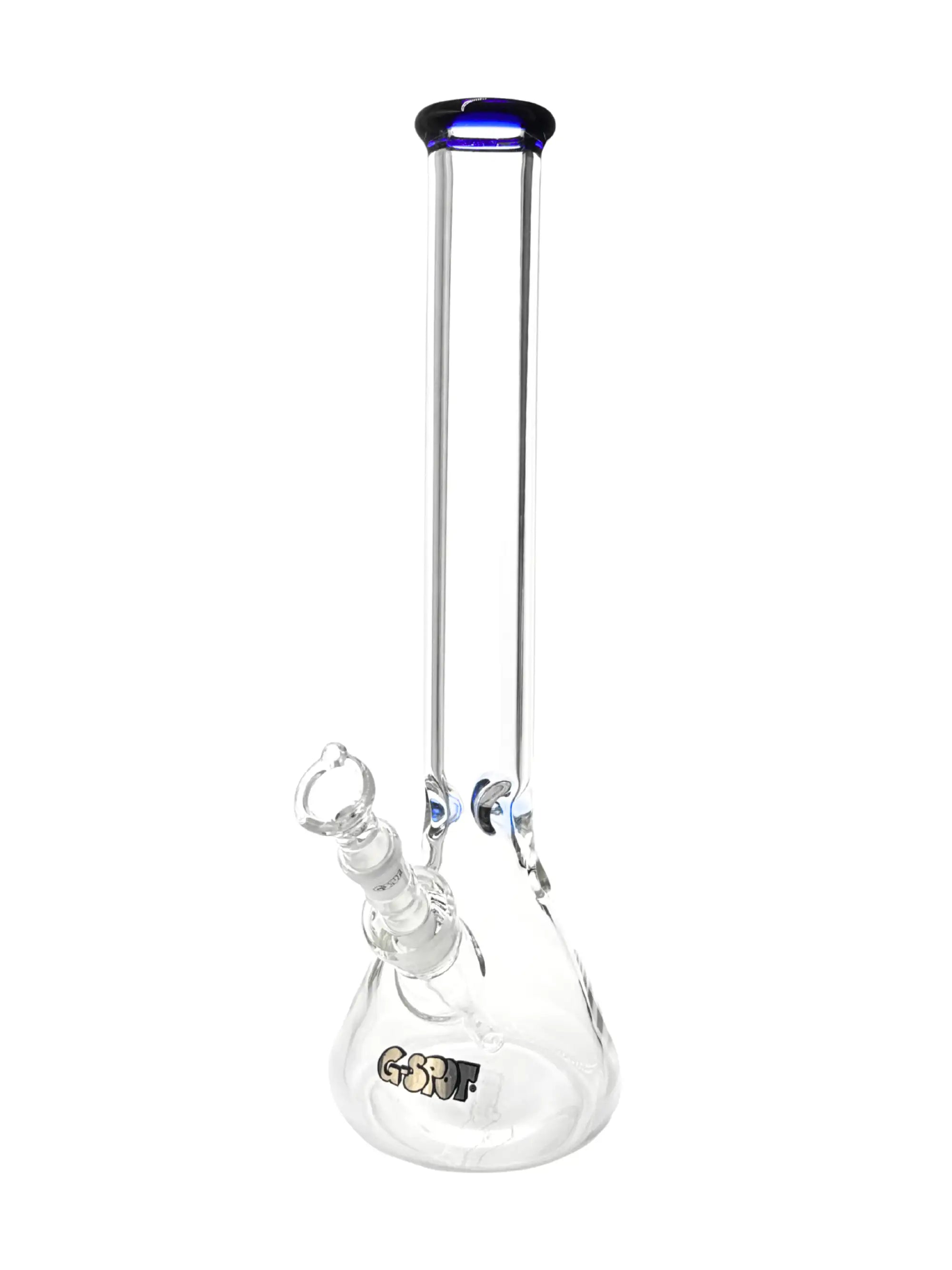 45 cm G-SPOT Beakerbong Ice aus 9 mm Borosilikatglas mit NS 18.8 Extremschliff und blauem Farbglas.
