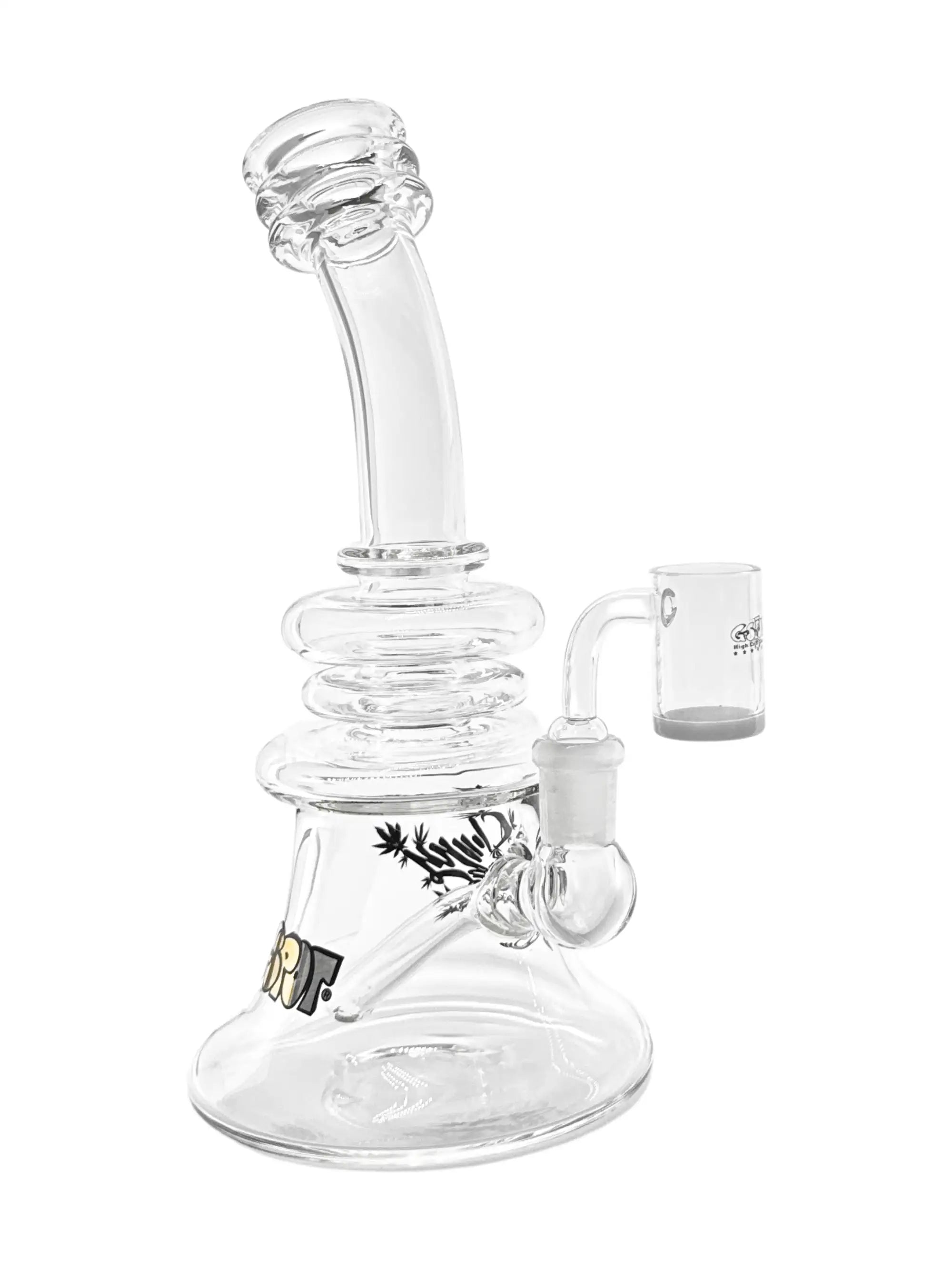 G-SPOT® Johnny Dabb Dabbing Rig, 240 mm Höhe, 120 mm Base, 30 mm Rohrdurchmesser, 3 mm Borosilikatglas, NS14.5 female, inkl. großem Quartz-Banger.
